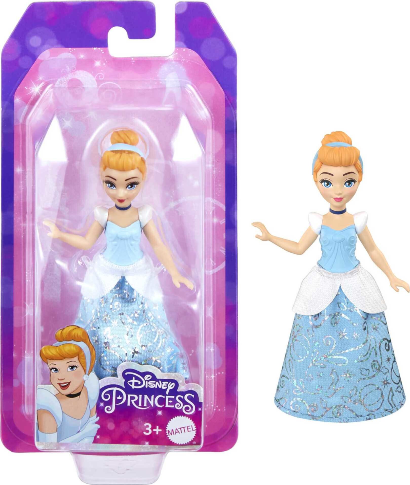 Disney Princess Cinderella Small Doll, Blonde Hair & Blue Eyes, Signature Look with Blue Gown Disney Princess