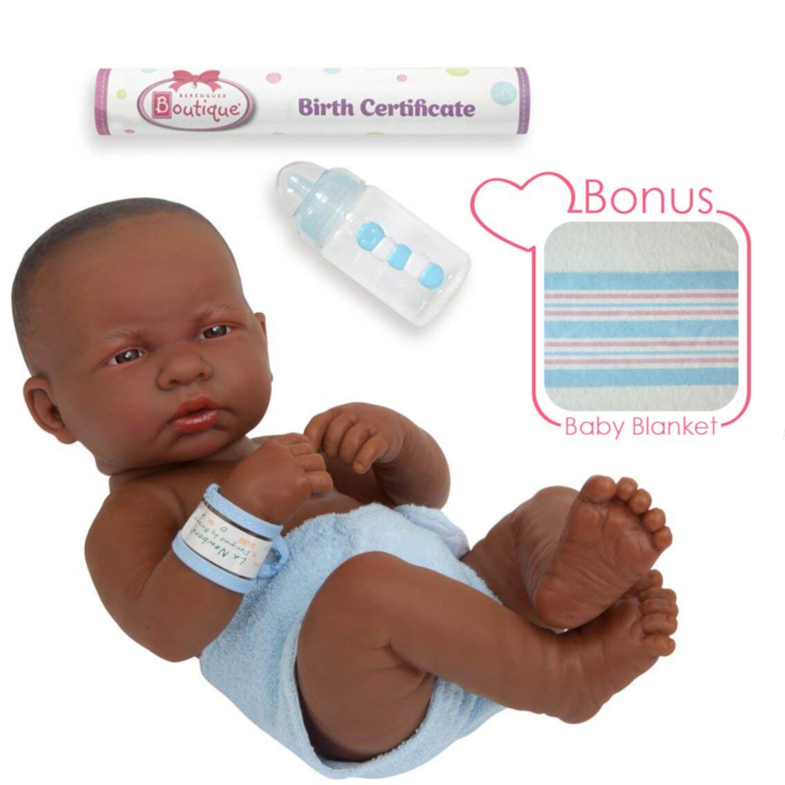 La Newborn 15" All-Vinyl Life-like "First Day" Baby Doll, Anatomically Correct, African American JC Toys