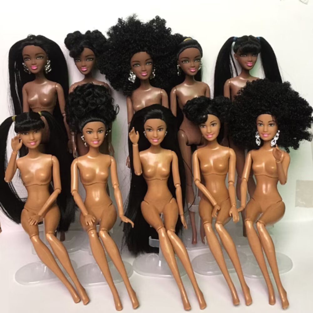 A-Waroom 12 Inch Naked Black Doll African Black Doll Moveable Jointed Body Doll Toys for Girls A-Waroom