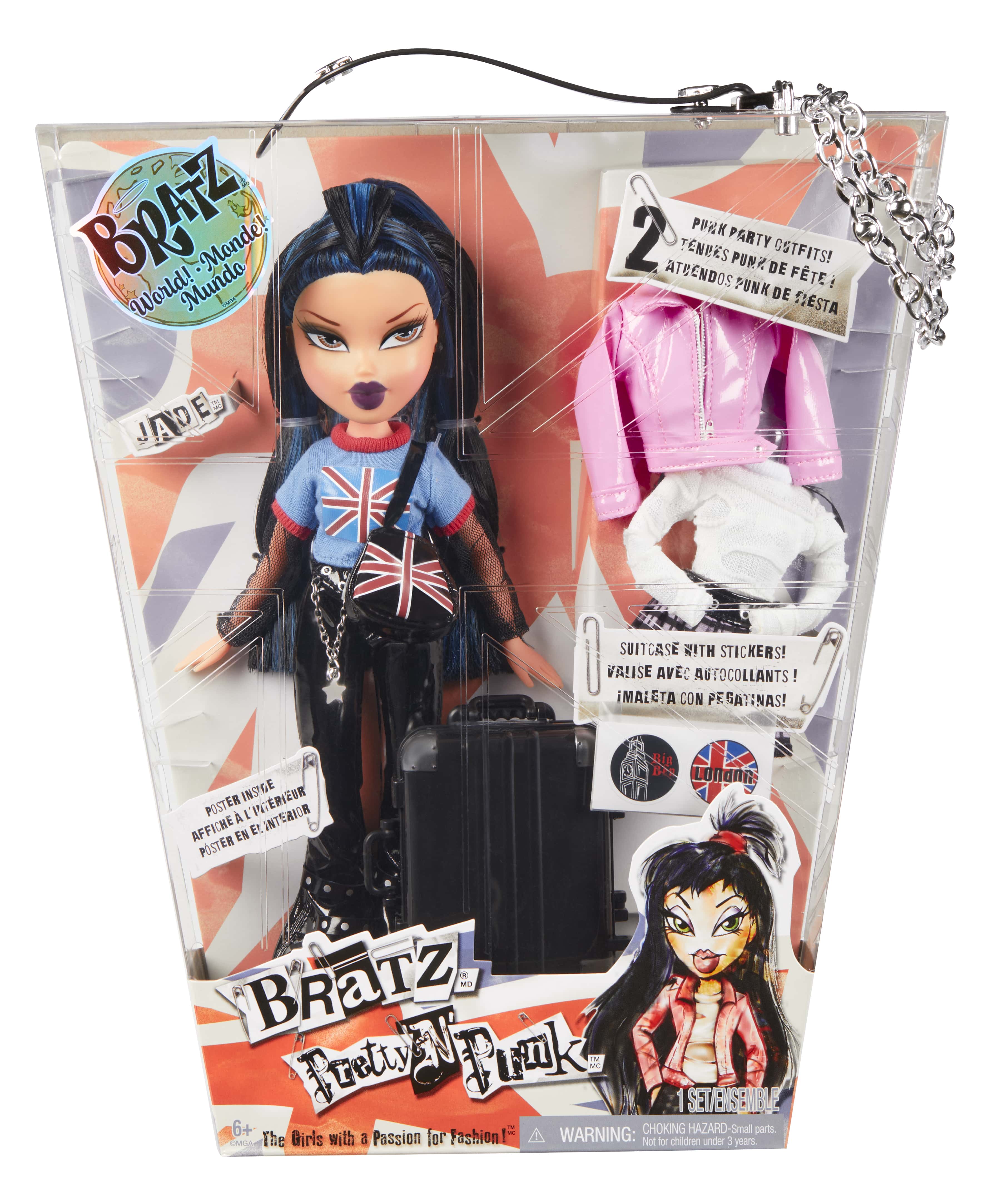 Bratz Pretty ‘N’ Punk Jade Fashion Doll with 2 Outfits and Suitcase, Collectors Ages 6 7 8 9 10+ Bratz