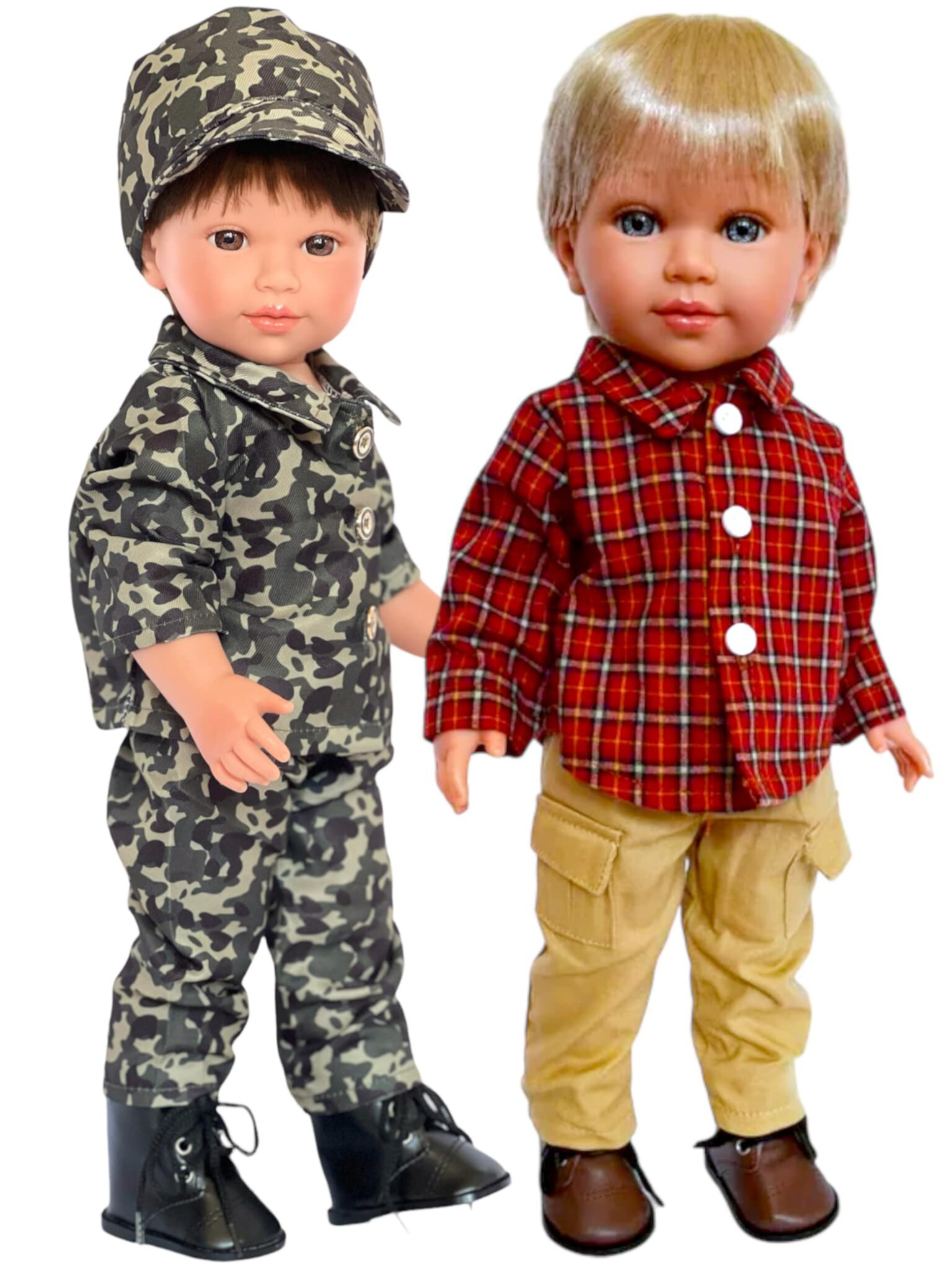 18 Inch Doll Clothes- Army Outfit and Outdoorsman Plaid Outfit Fits 18 Inch Kennedy and Friends and all Other 18 Inch Fashion Girl and Boy Dolls- Now Includes Shoes My Brittany's