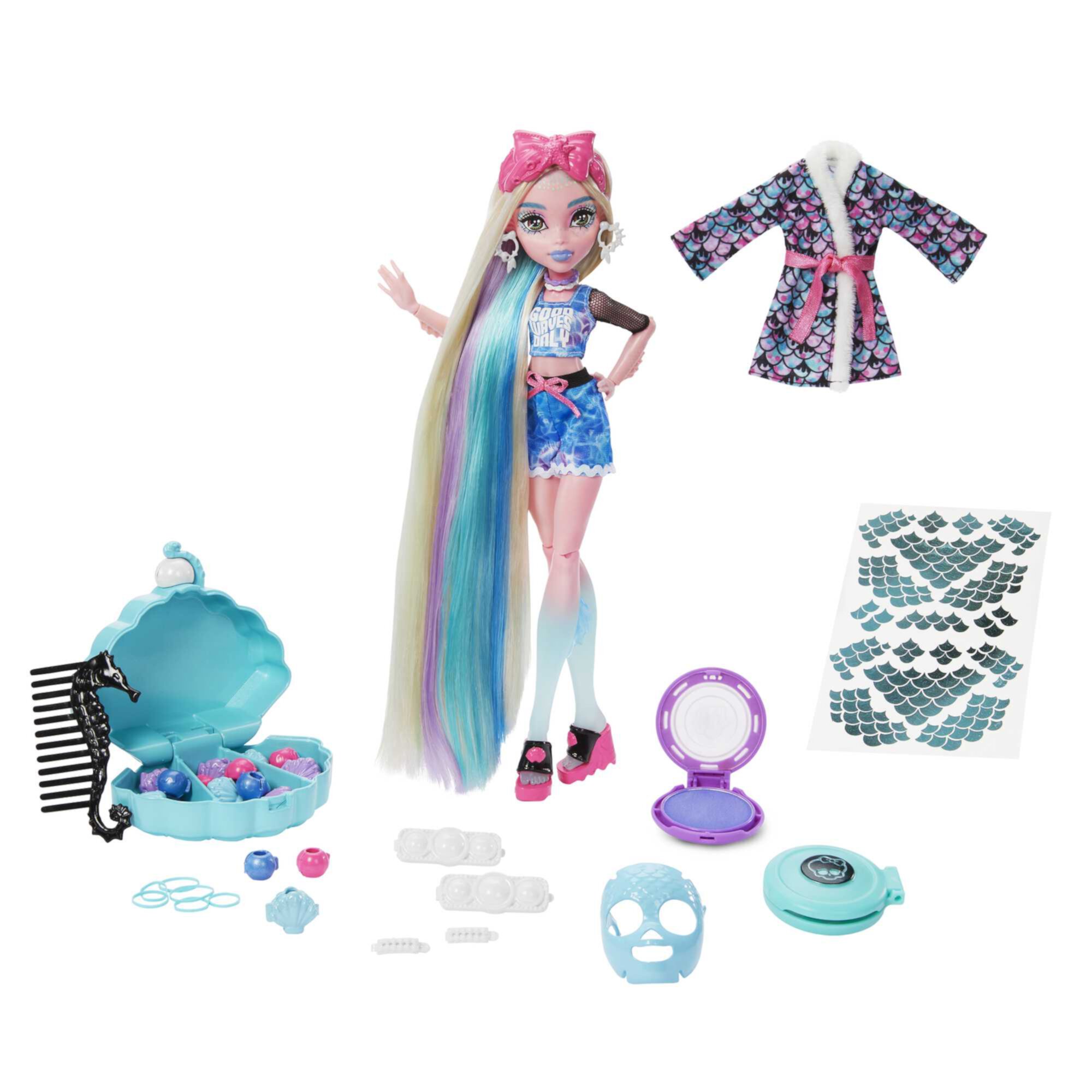 Monster High Doll, Lagoona Blue Spa Day Set with Wear and Share Accessories Monster High