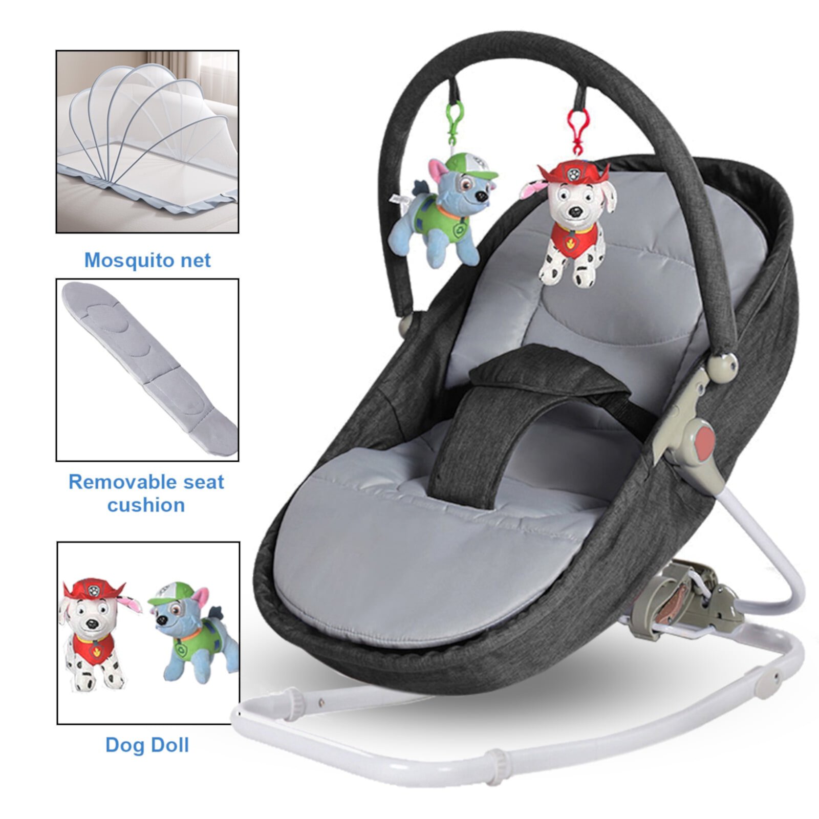 G TALECO GEAR Baby Bouncer for Infants 3 in 1 Folding Baby Rocker Seat Unisex Lounge Chair, Black G TALECO GEAR