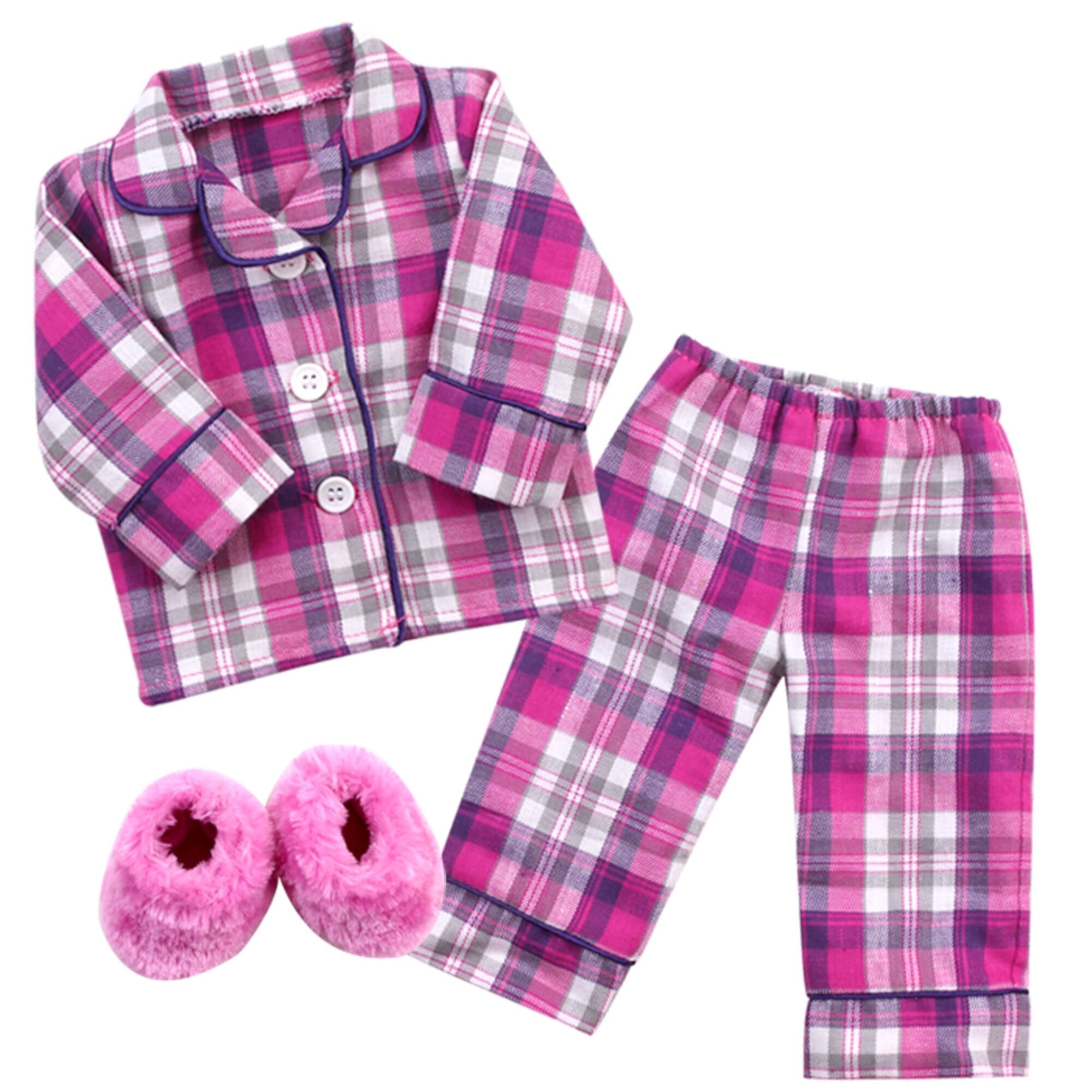 Sophia’s Red Flannel Pajamas and Slippers Set for 18" Dolls Sophia's