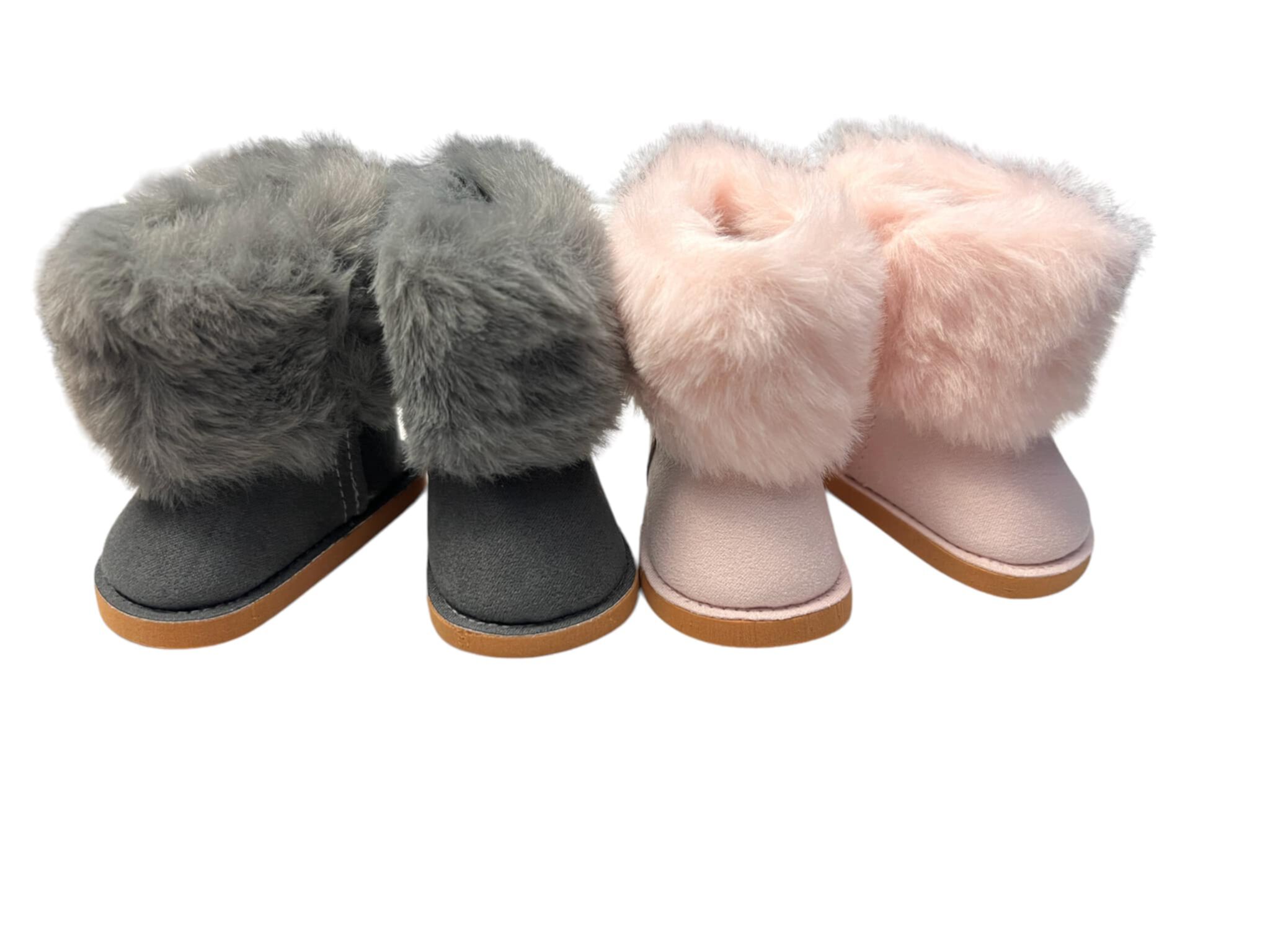 Grey and Blush Pink  Faux Fur Boots for Kennedy and Friends & 18 Inch Dolls My Brittany's