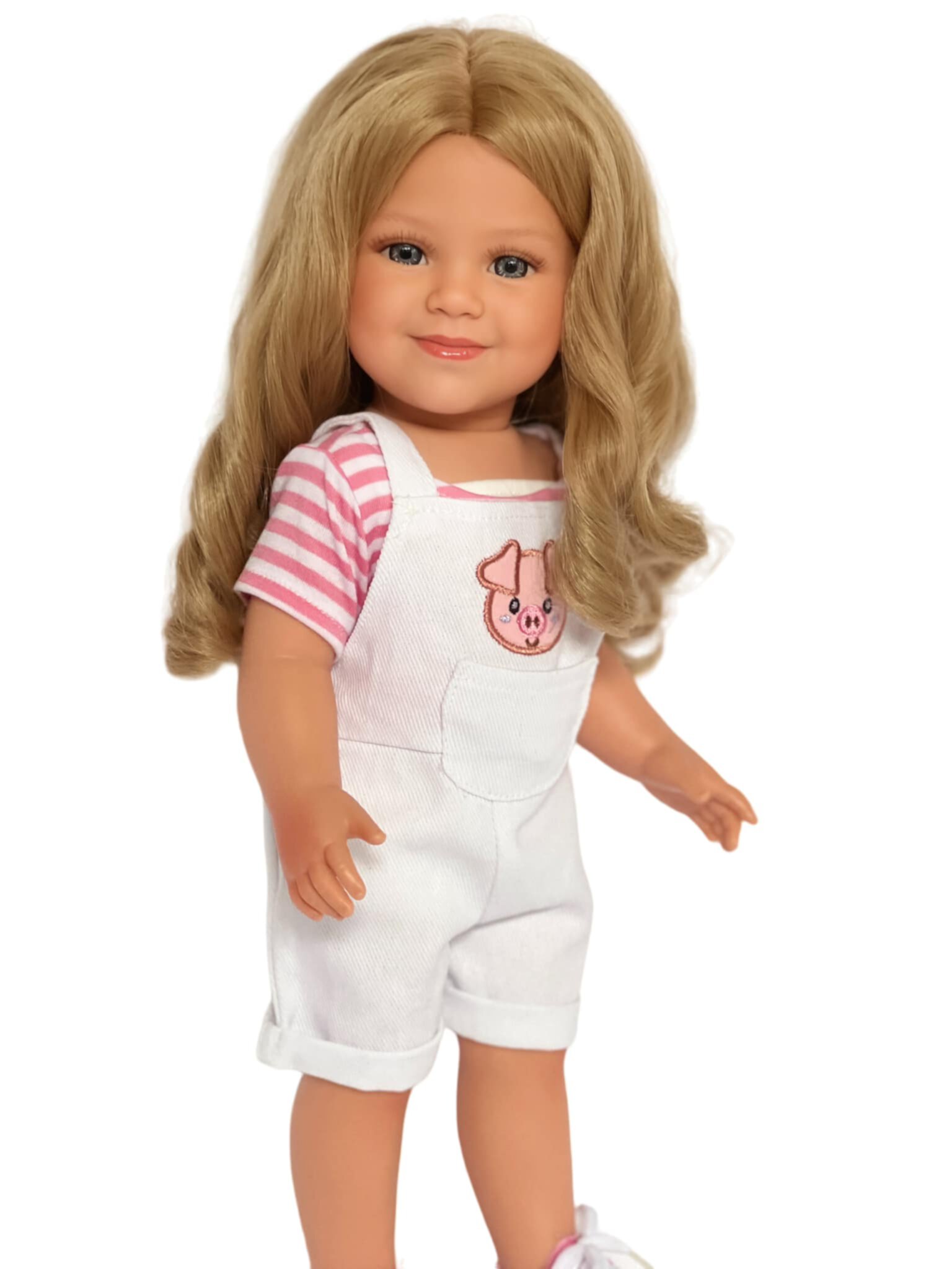 18 Inch Doll Clothes- Denim Overall and Pink Striped Top- Fits 18 Inch Dolls My Brittany's