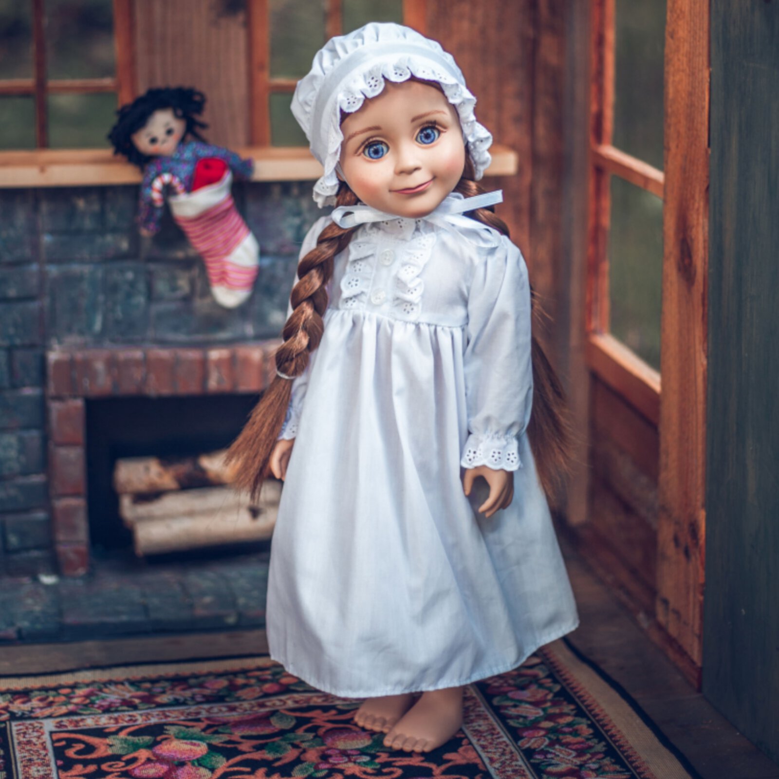 The Queen's Treasures 18 Inch Doll Clothes, Officially Licensed Little House on The  Prairie Sleepwear Outfit. Full Length Nightgown and Nightcap, Compatible For Use With American Girl Dolls The Queen's Treasures