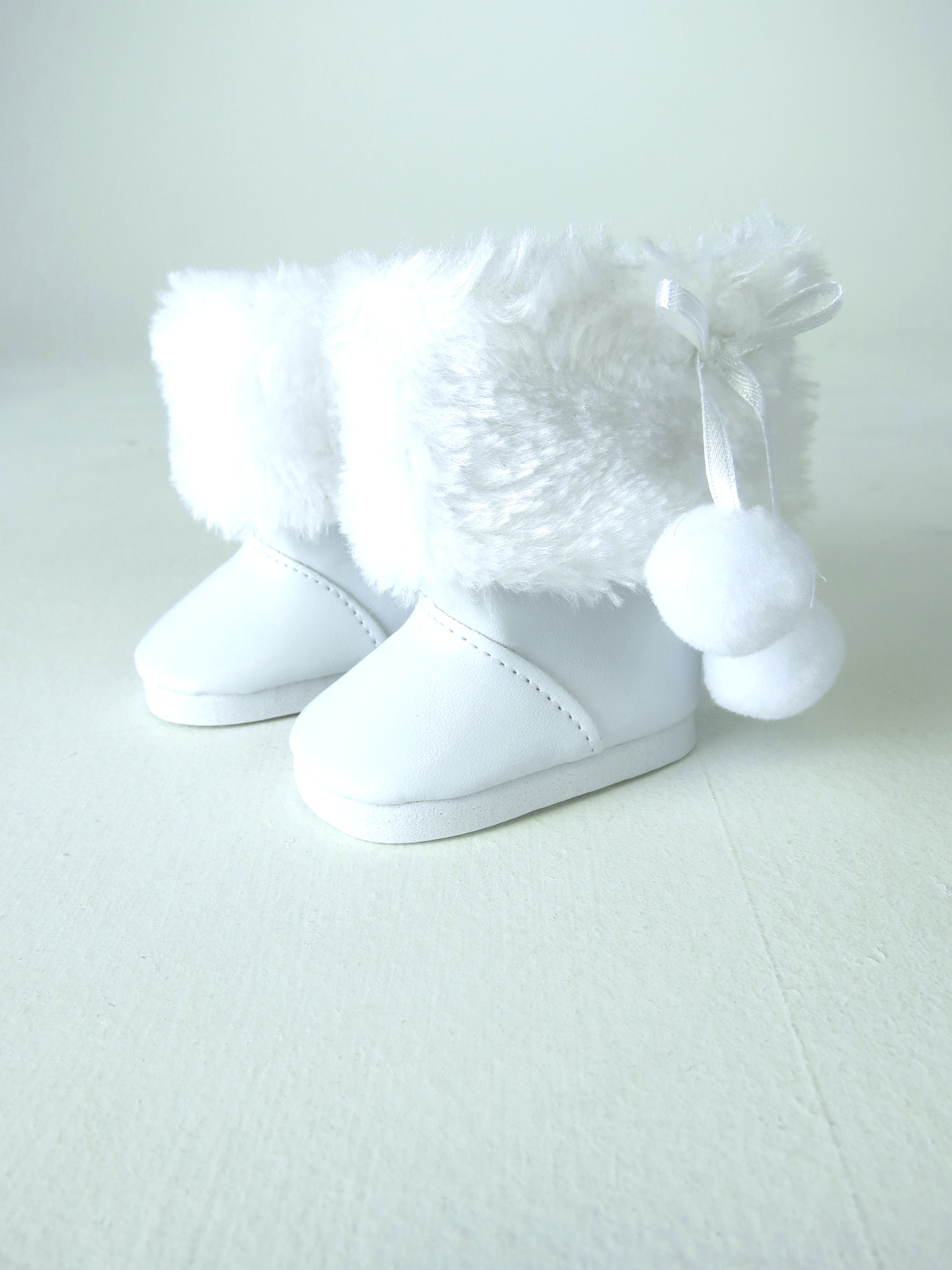 White Boots With Removable Faux Fur- Fits 18 Inch dolls American Fashion World