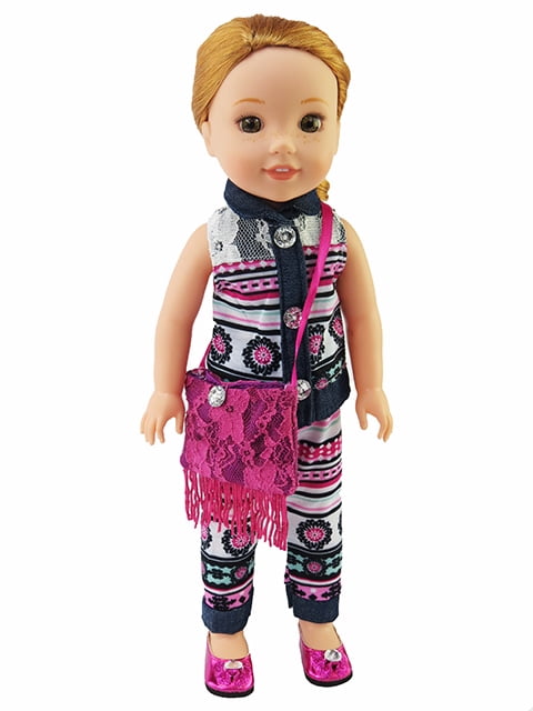 Blue Heart Pants Set For 14.5inch Dolls | American Fashion World American Fashion World