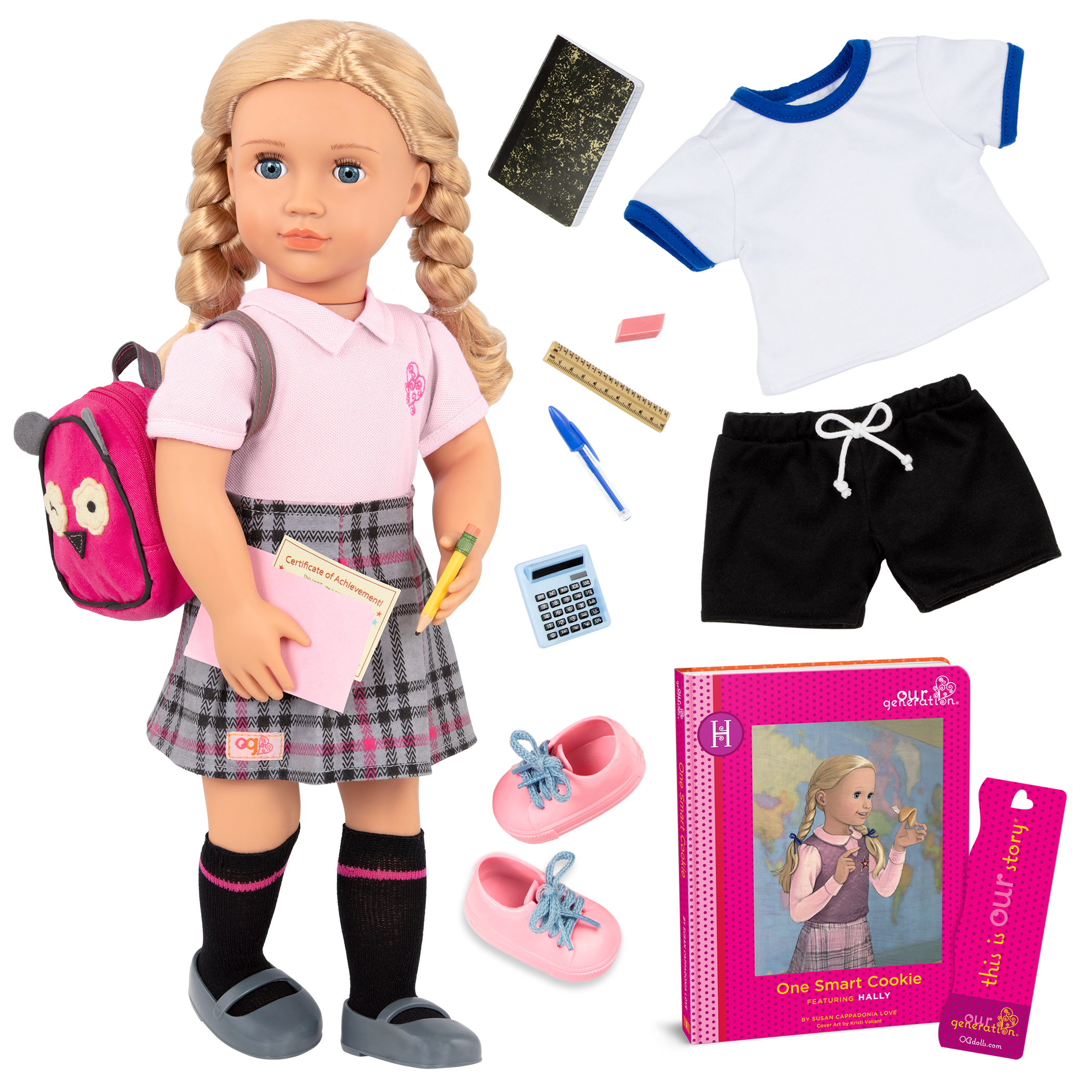 Our Generation 18inch Posable School Doll with Storybook, Accessories, Hally Our Generation