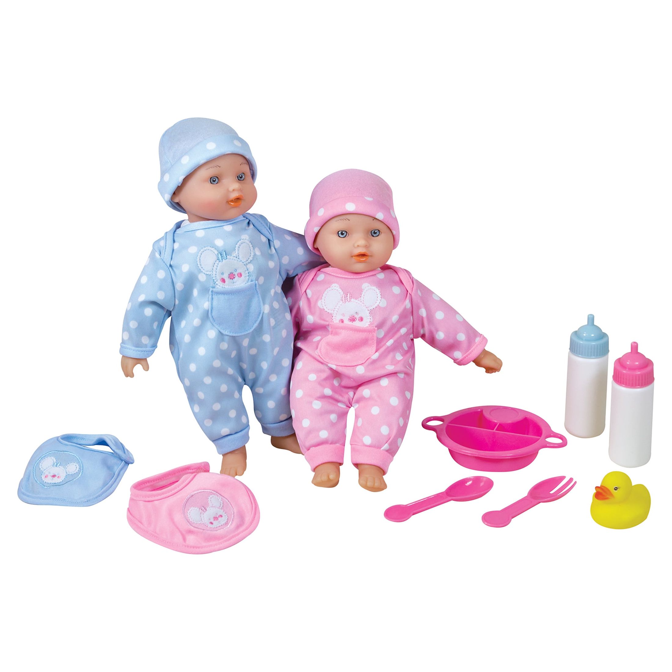 Lissi 11" Twin Baby Doll Playset, 10 Pieces Lissi