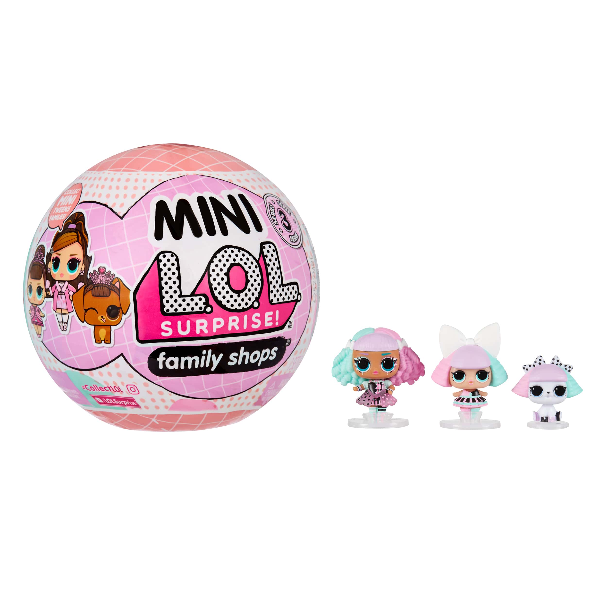 Mini L.O.L. Surprise! Family- with 3 Dolls, Surprises, Mini Dolls, Collectible Dolls, Ball Playset, Mini Tween Fashion Dolls- Great Gift for Girls Age 4+ L.O.L. Surprise!