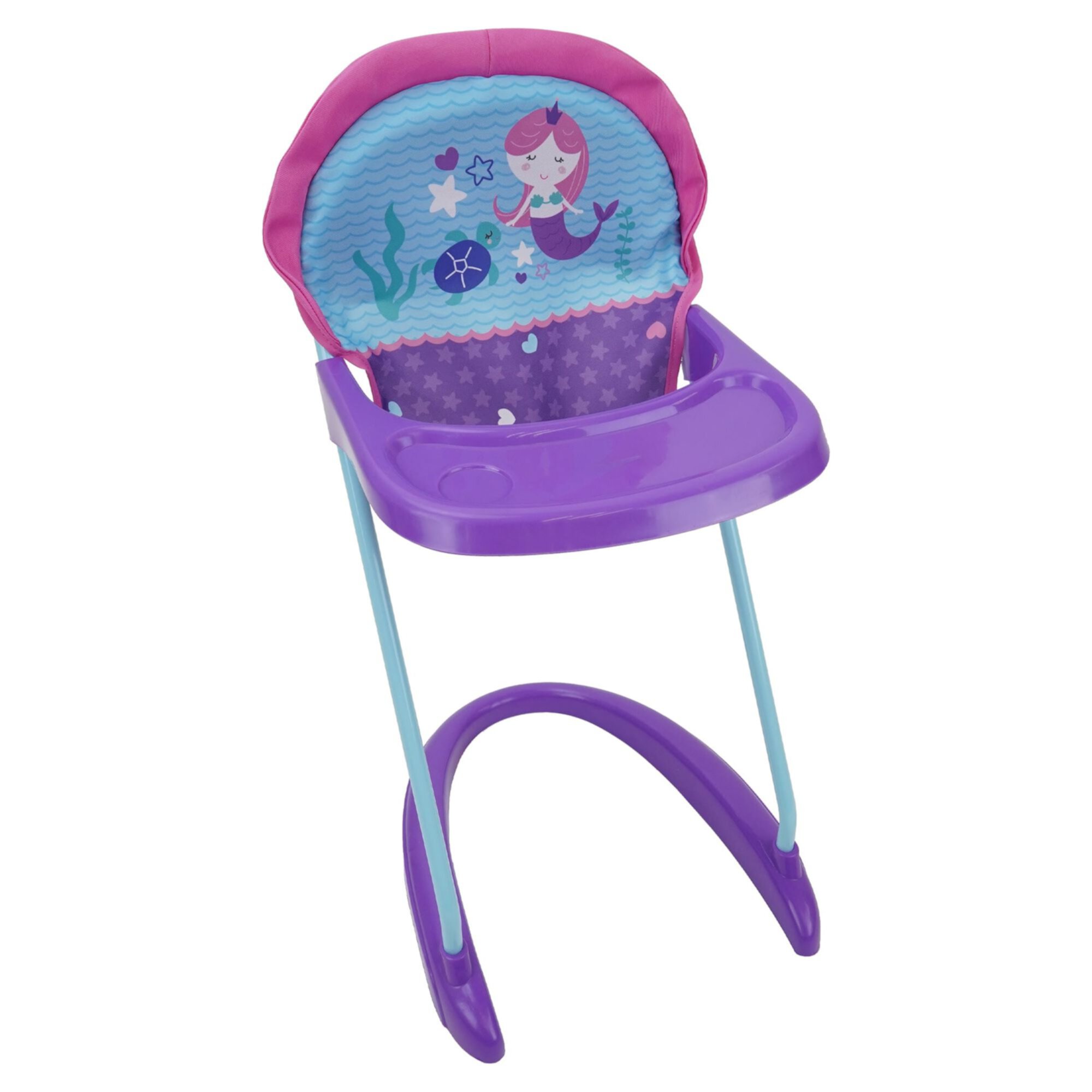 509: Mermaid Doll Highchair - Kids Pretend Play Highchair w/ Front Tray & Safety Harness, Feeding Playtime Ages 3+ 509 Crew