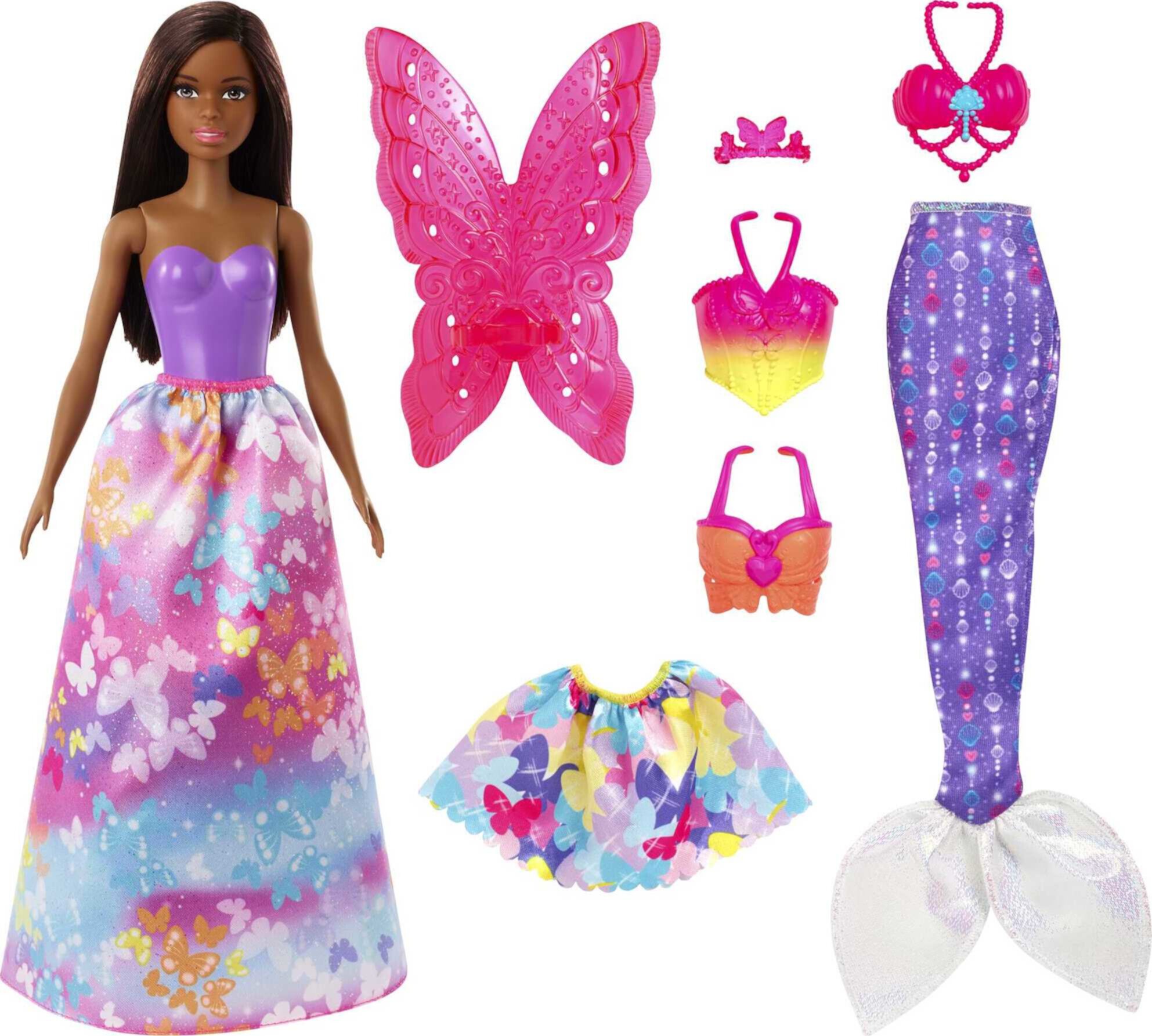 Набор для наряжания куклы с 3 костюмами, Barbie Dreamtopia Barbie