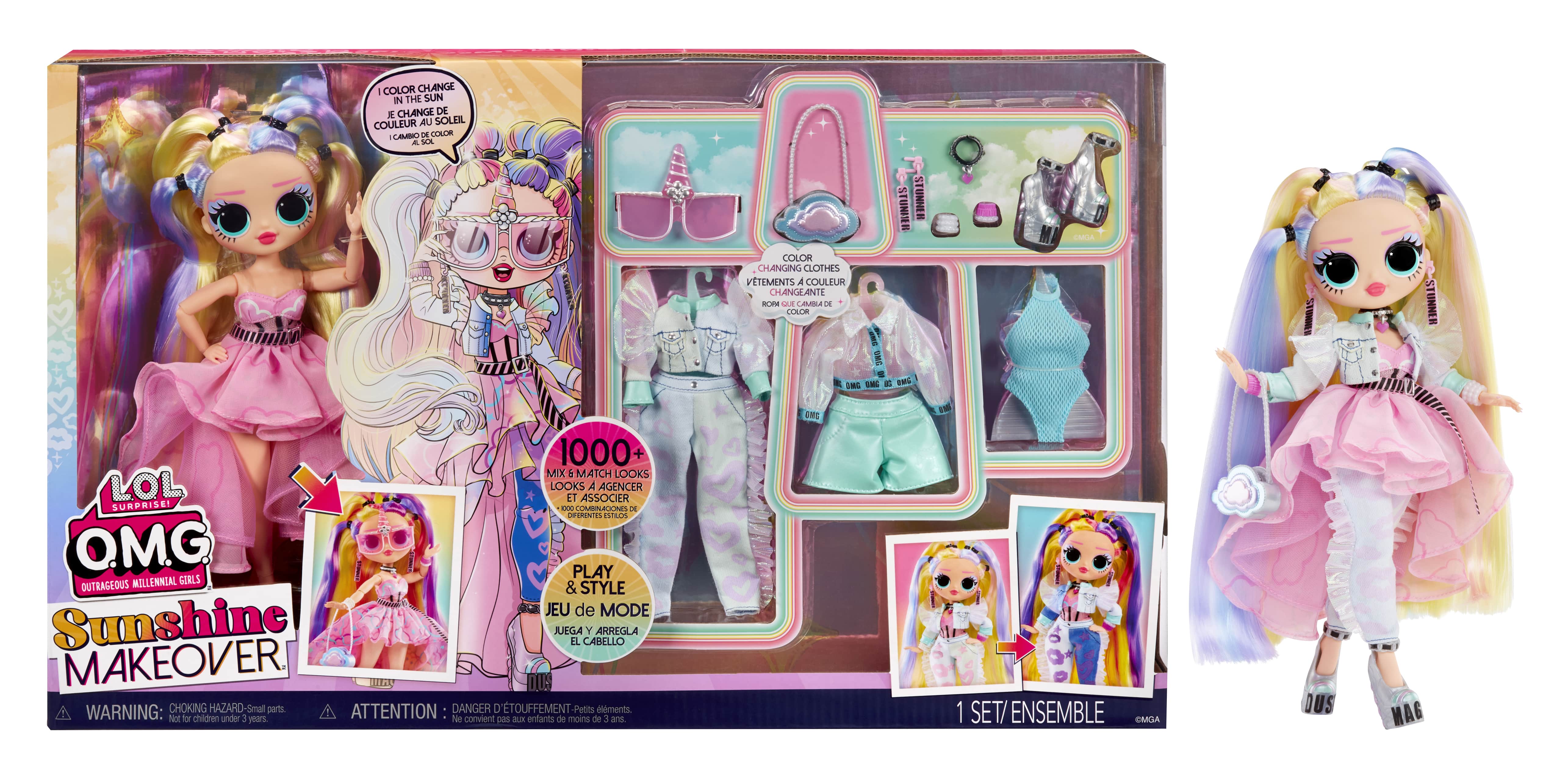 LOL Surprise OMG Sunshine Color Change Stellar Gurl Fashion Doll with Color Change Hair and Fashions and Multiple Surprises – Great Gift for Kids Ages 4+ L.O.L. Surprise!