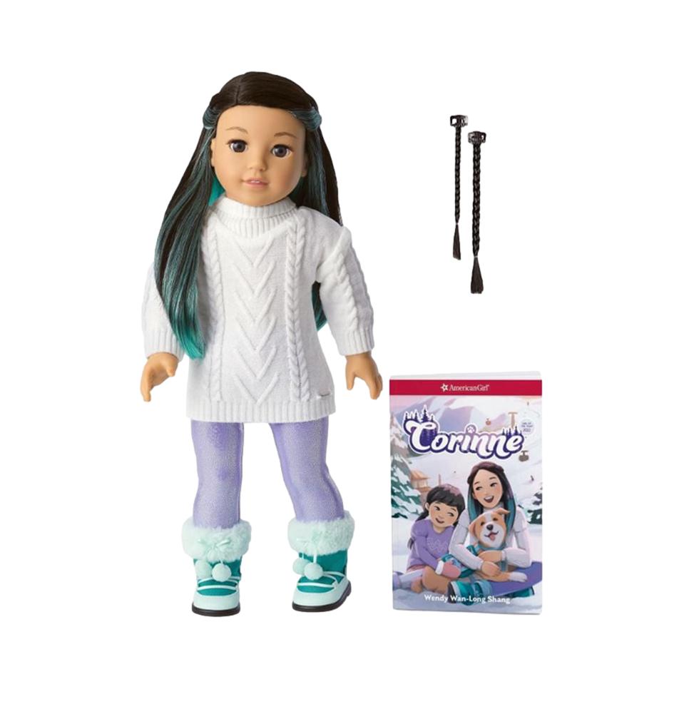 American Girl Corinne Tan 18 Inch Doll and Book with Dark Brown Accent Braid Clips American Girl