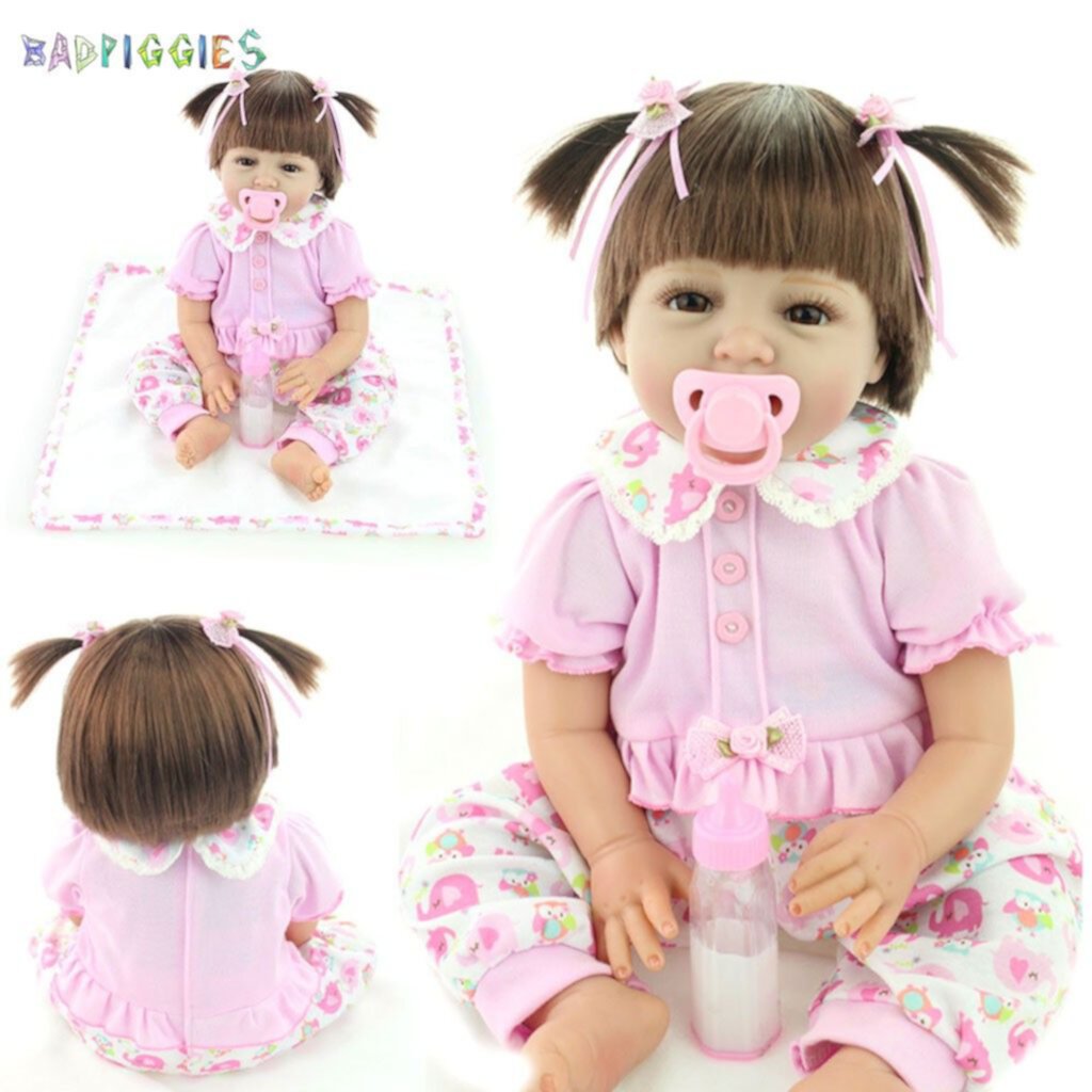 BadPiggies 22" Lifelike Reborn Baby Dolls Realistic Newborn Girl Doll Silicone Vinyl Full Body Handmade for Kids 3+ Gift BadPiggies