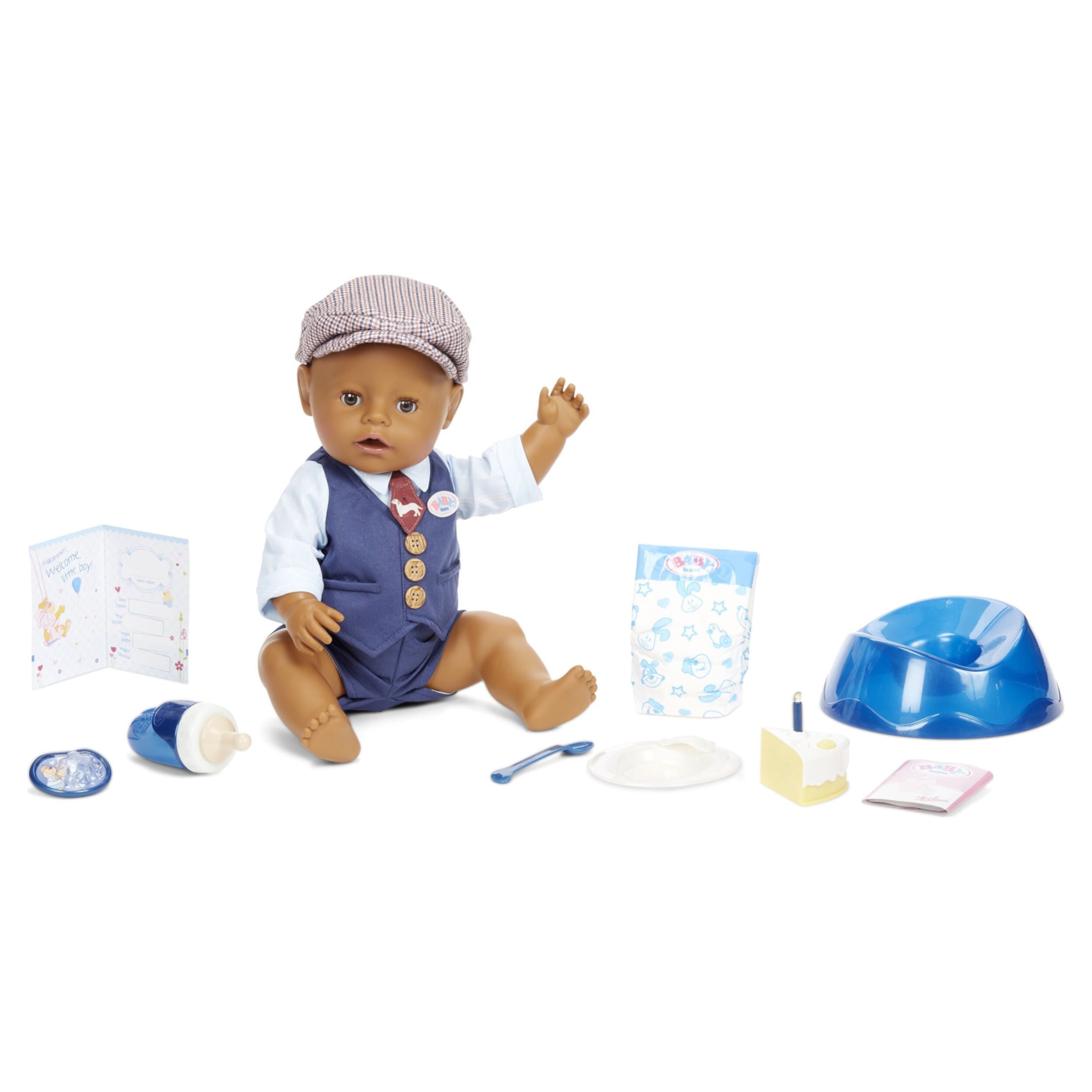 Baby Born Interactive Boy Baby Doll Party Theme with Brown Eyes, 9 Ways to Nurture (Eats, Drinks, Cries, Sleeps, Bathes, and Wets), Toys for Toddlers and Preschool Boys and Girls 2 3 4+ Baby Born