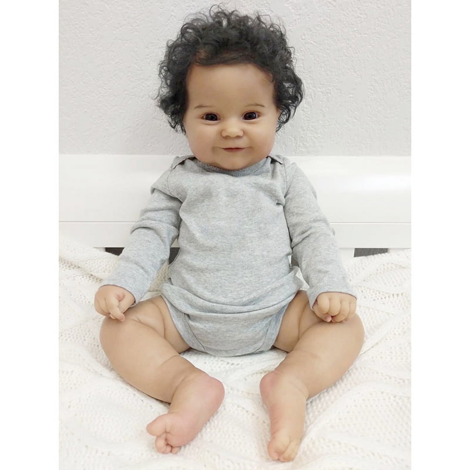 50CM Reborn Baby Dolls in Dark Skin Real Life African American Baby Girl Doll Lonian