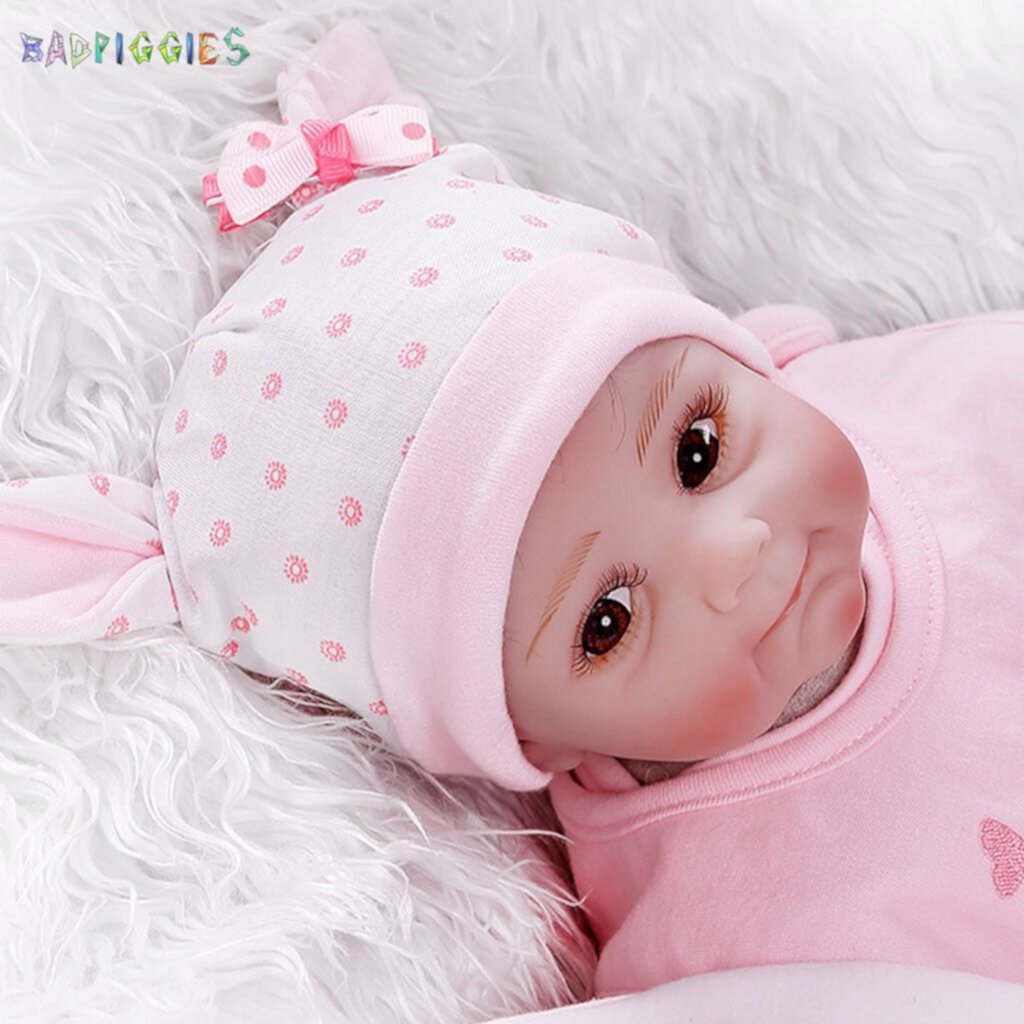 BadPiggies 20" Baby Girl Doll Realistic Handmade Full Body Silicone Lifelike Girl Toy for Birthday Xmas Gift BadPiggies