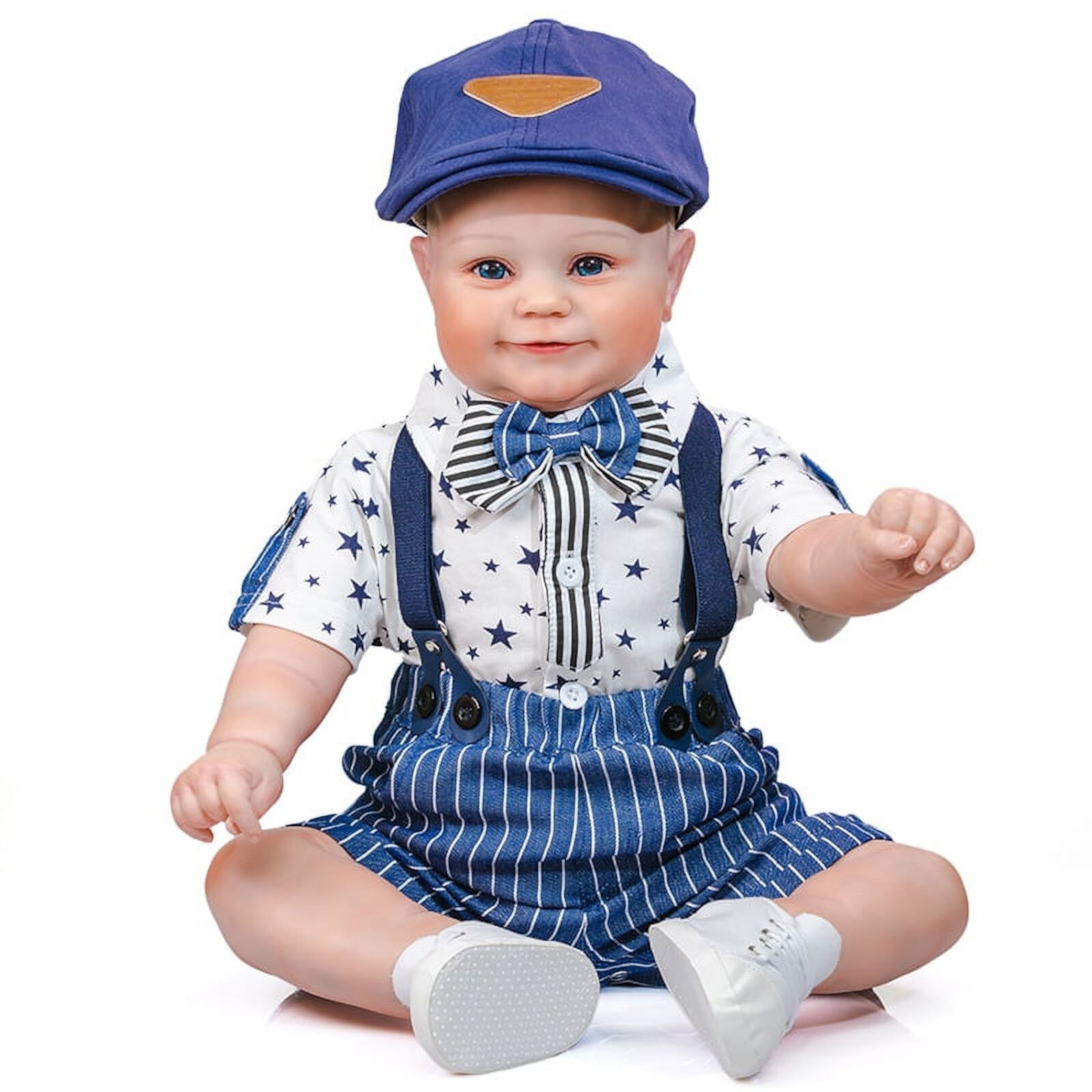 60CM Big Size Baby Reborn Toddler Dolls Boy Handmade Lifelike Baby Dolls Painted Hair Lonian