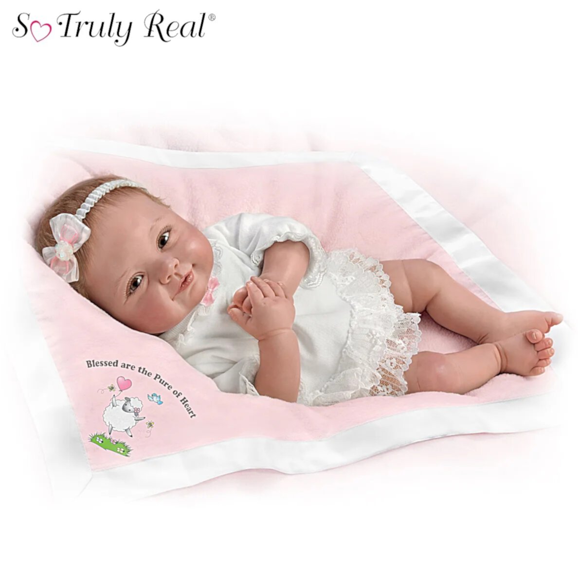 The Ashton-Drake Galleries "Blessed Are The Pure Of Heart" Lifelike Baby Doll RealTouch® Vinyl Skin by Ping Lau 18-inches The Ashton-Drake Galleries