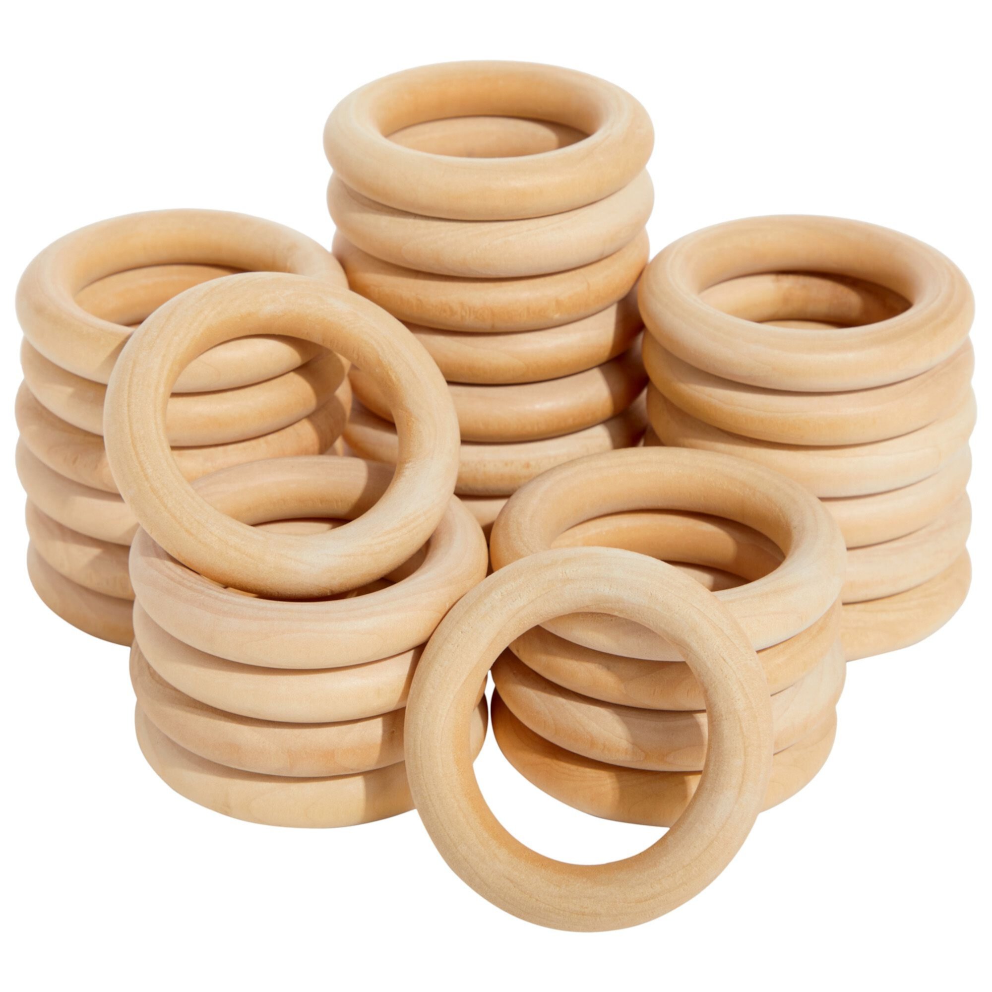 Wooden Rings for Crafts, Macrame, Crochet, Jewelry Making, Natural Unfinished 3 Inch Wood Rings (75mm, 30 Pack) Juvale