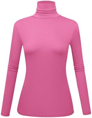 Women's Long Sleeve Turtleneck Shirts Slim Fitted Lightweight Base Layer Casual Tops Kindcall