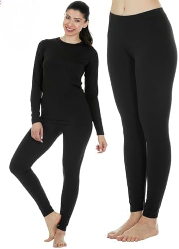 Thermajane Long Johns Set + Bottoms Size 3XL Black Set Black Bottoms Thermajane