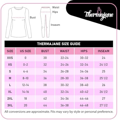 Thermajane Long Johns Set + Bottoms Size S Purple Set Black Bottoms B07DCGPNSW Thermajane