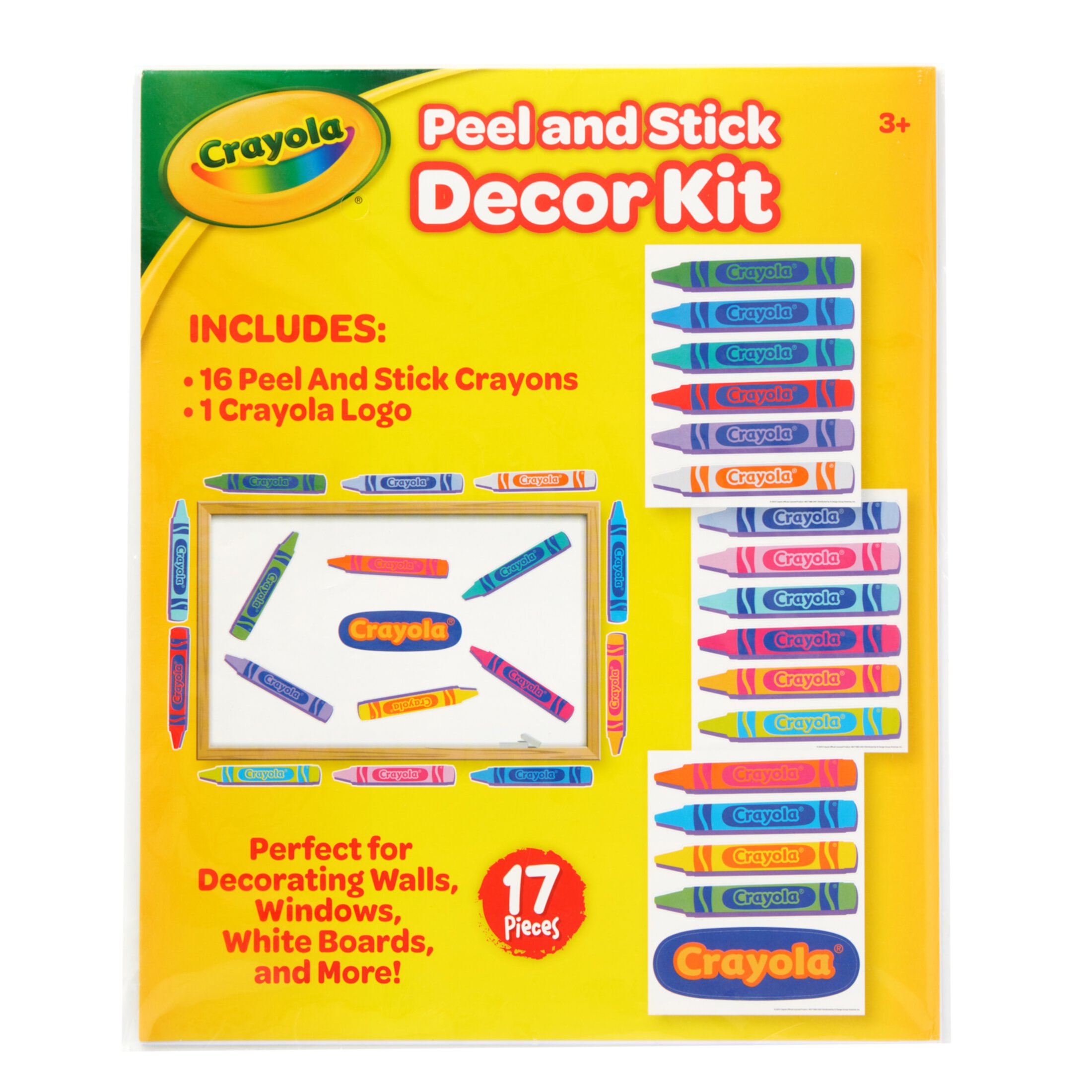 Crayola Brand Peel and Stick Décor Kit, Classroom, 17 Pieces, School Age, Multi-Color, Paper, Unisex Crayola