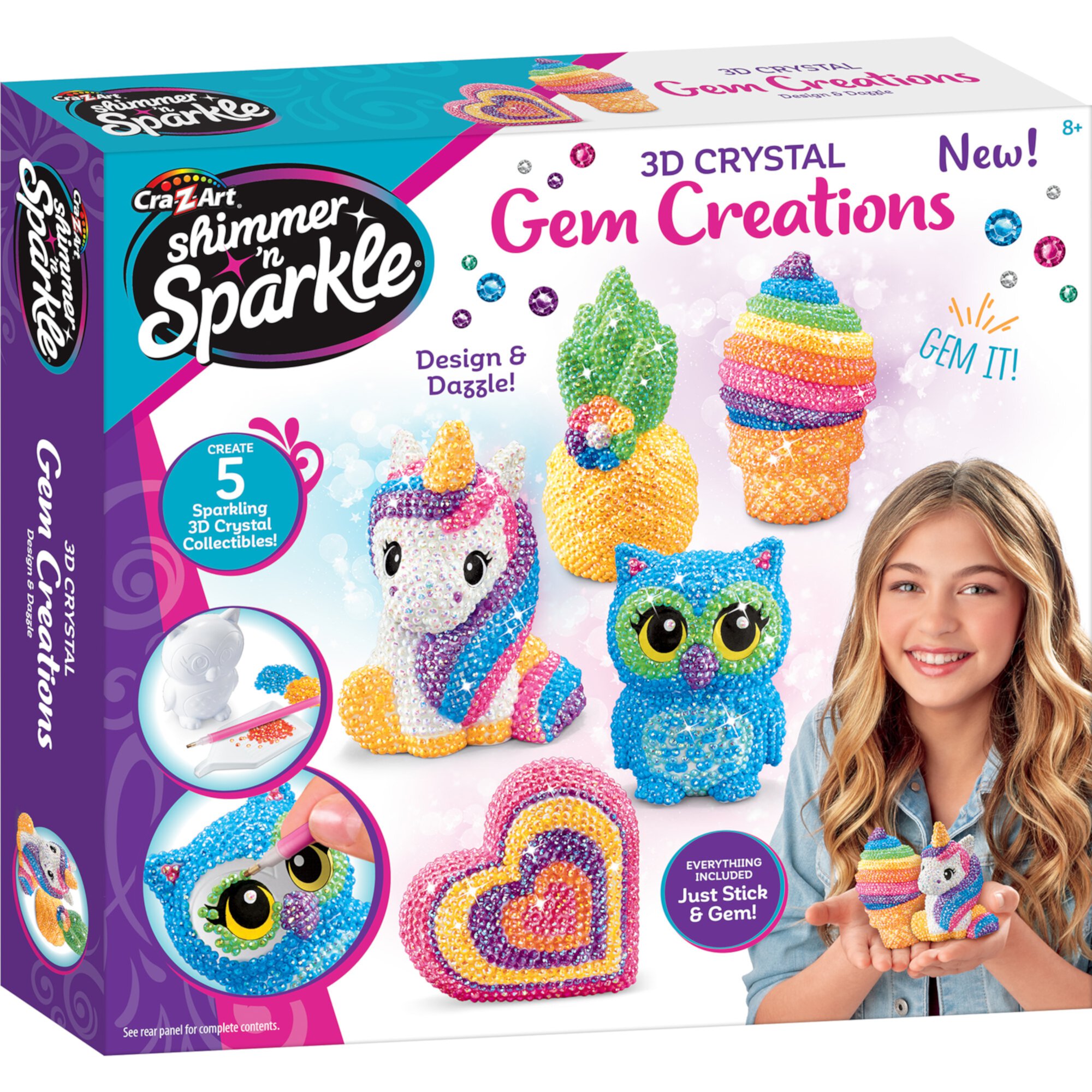 Shimmer ‘n Sparkle: 3D Crystal Gem Creations DIY Collectible Kit, Kids Ages 8+ Cra-Z-Art