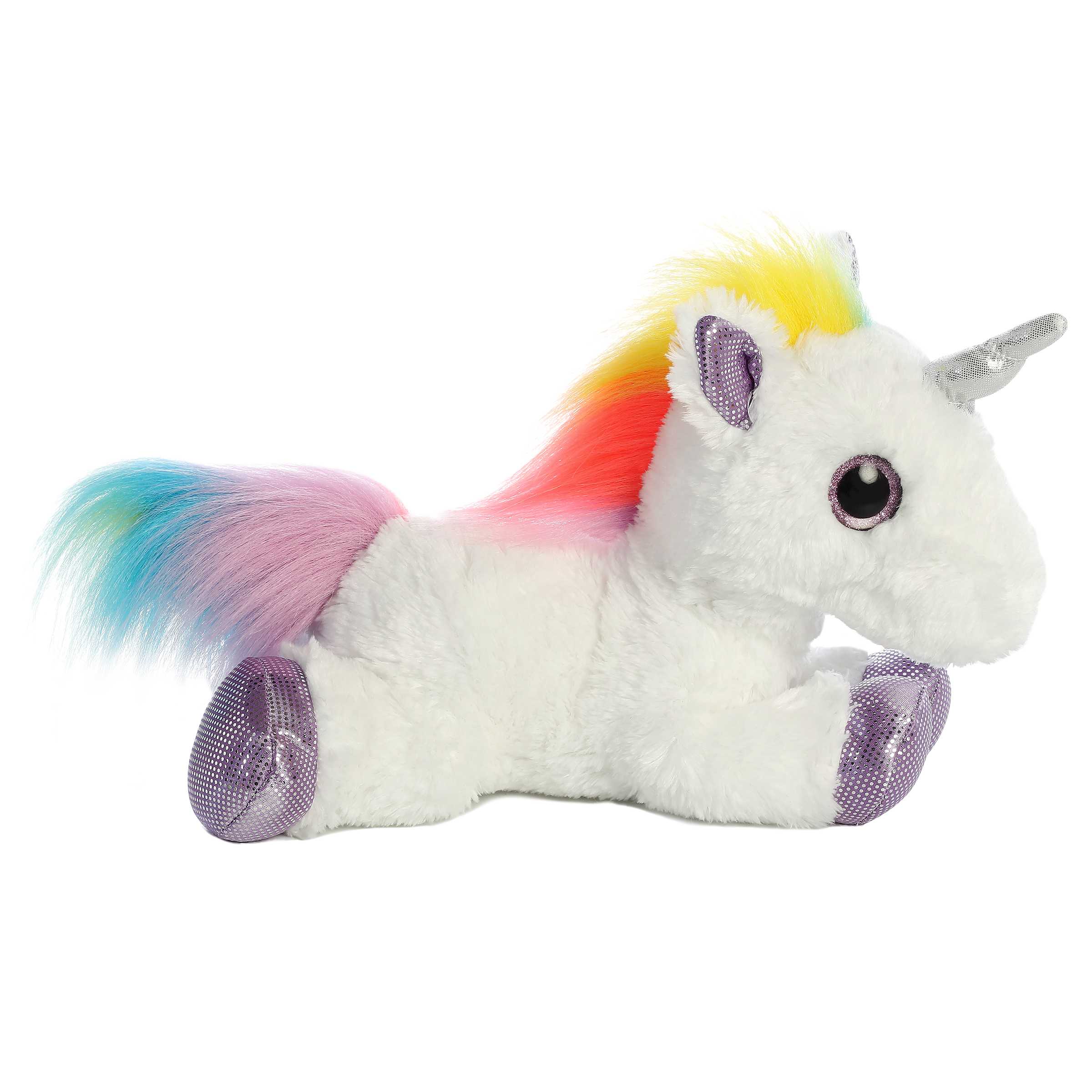 Aurora - Medium White Sparkle Tales - 12" Rainbow Unicorn - Enchanting Stuffed Animal Aurora