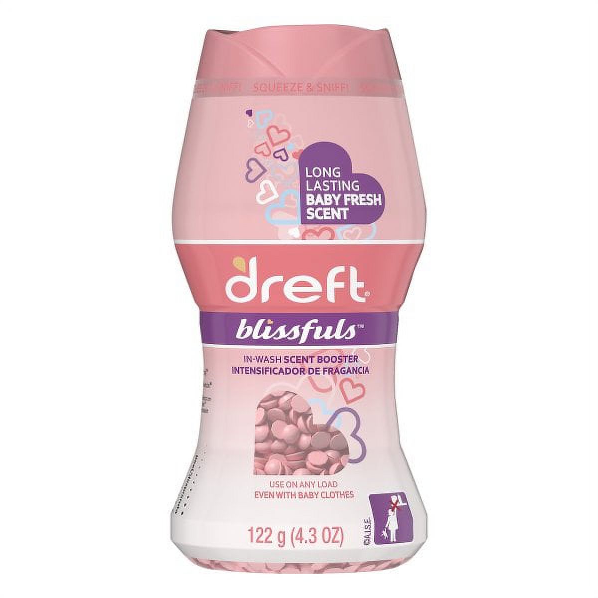 Dreft Blissfuls Perlas de Refuerzo de Aroma en Lavado, Aroma Fresco para Bebés, 4.3 Oz Dreft