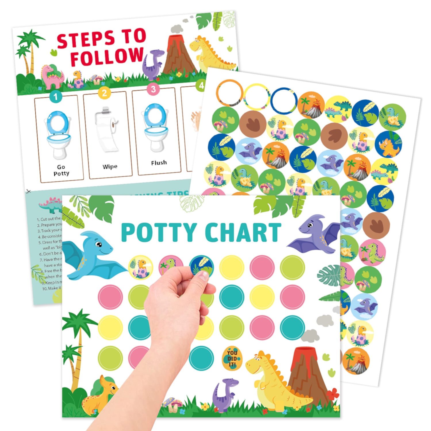 Potty Training Sticker Chart for Toddlers Dinosaurs Potty Chart with Stickers, 4 Sticker Sheet 1 0 Chart 20 Glue Point, Potty Sticker Chart for Toddlers Kabuer