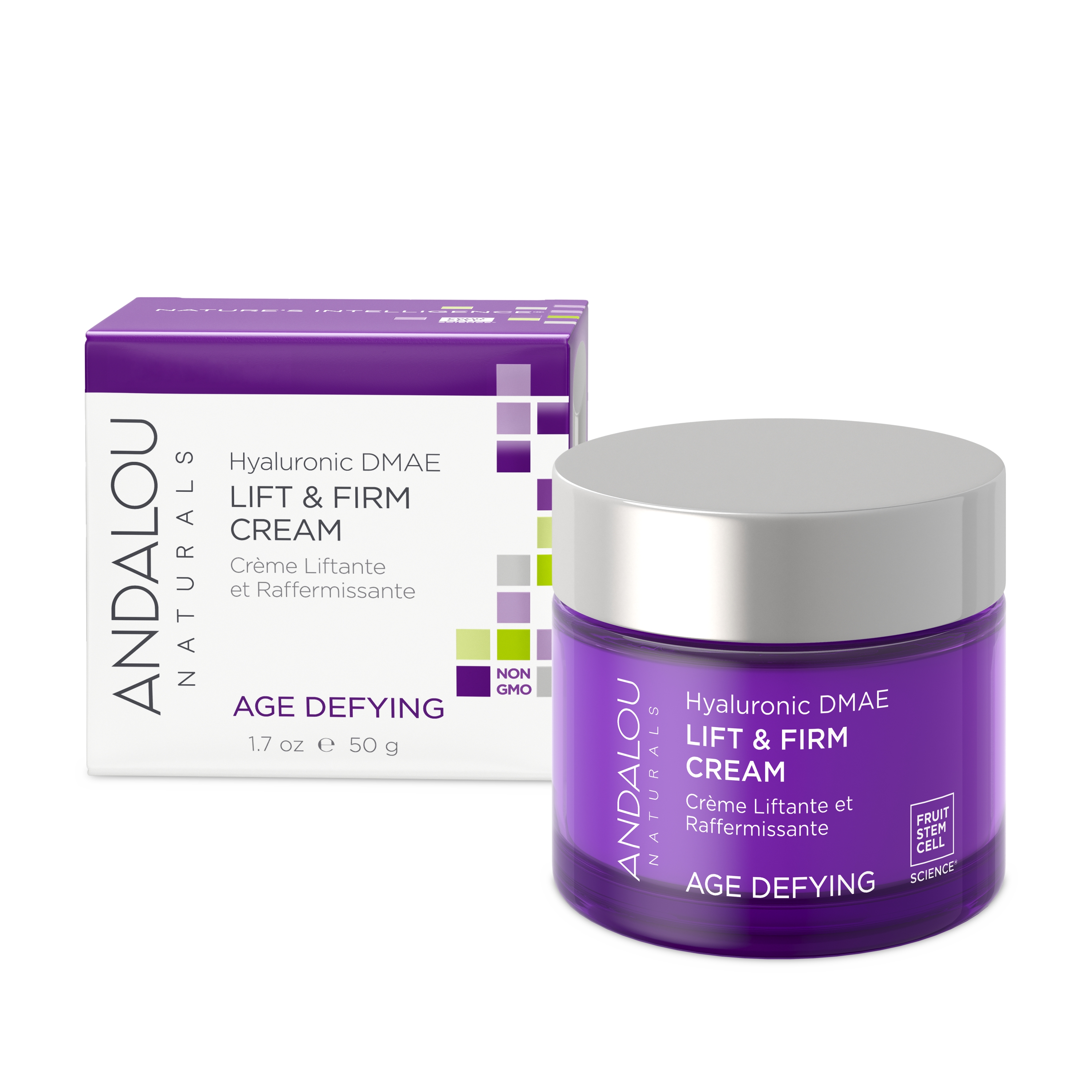 Andalou Naturals AGE DEFYING Hyaluronic DMAE Lift & Firm Face Cream, 1.7oz For Fine Lines & Wrinkles Andalou Naturals