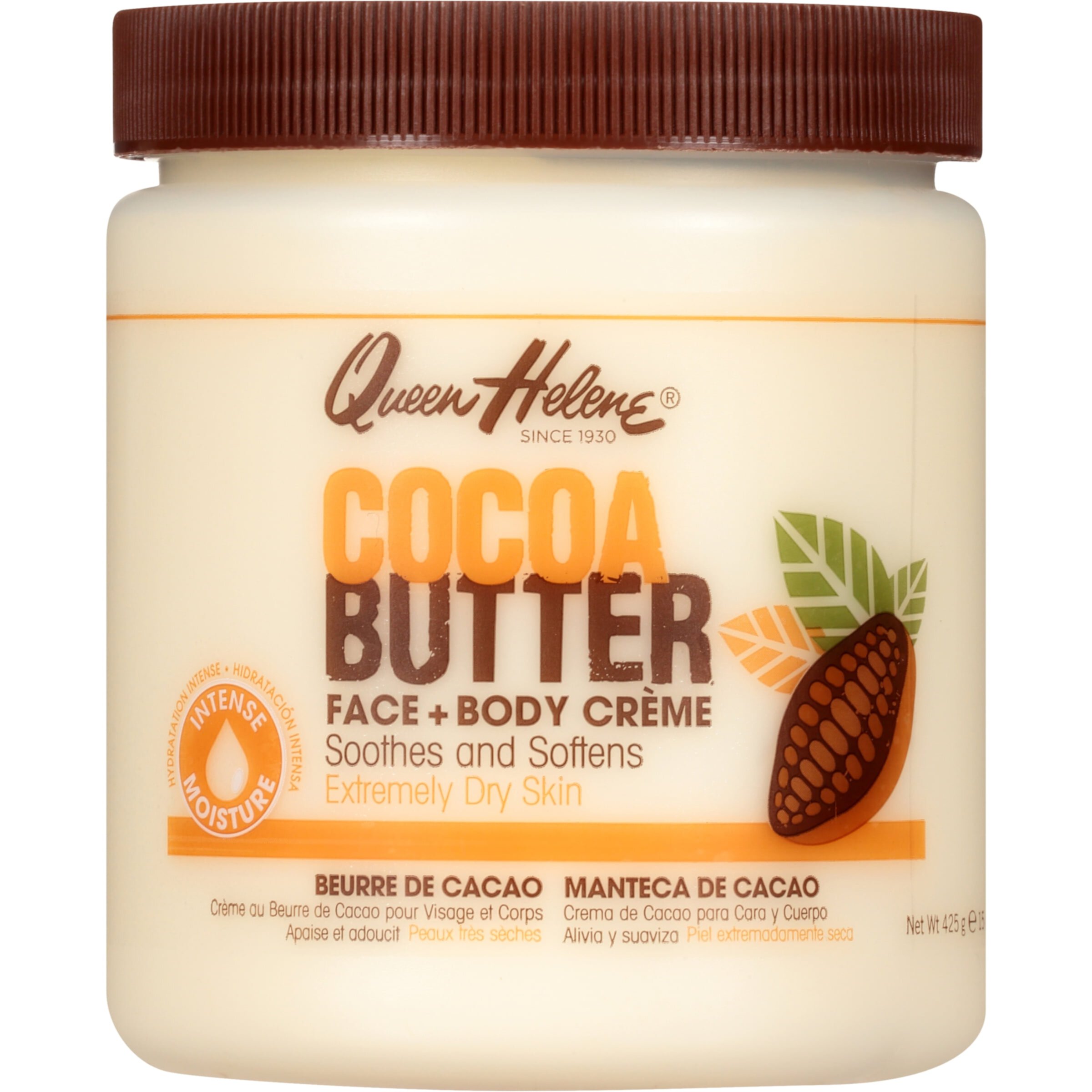 Queen Helene Cocoa Butter Crème Face & Body Lotion for Dry Skin, 15 oz Queen Helene