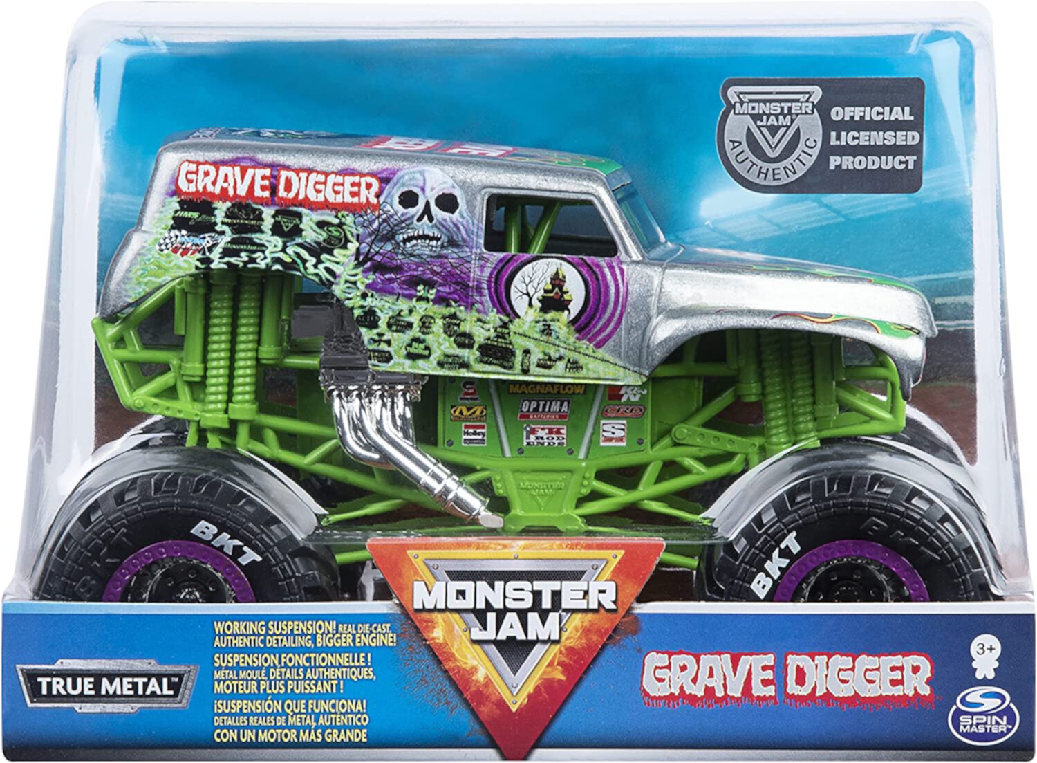 Модель монстр трака Grave Digger масштаба 1:24, высококачественная с подвижной подвеской Monster Jam