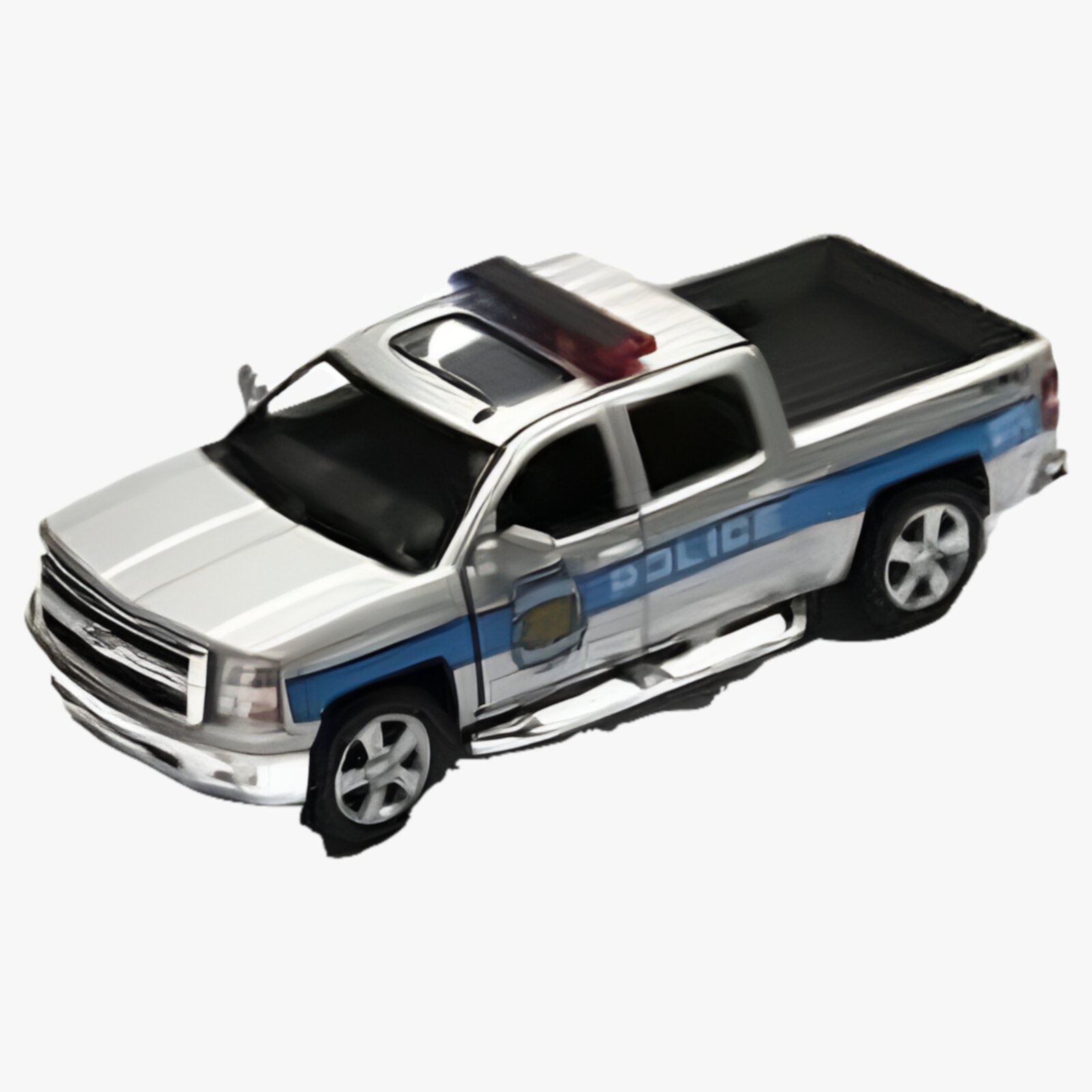 5" Kinsmart 2014 Chevrolet Silverado Police Truck Diecast Model 1:46 Chevy Silver KiNSMART