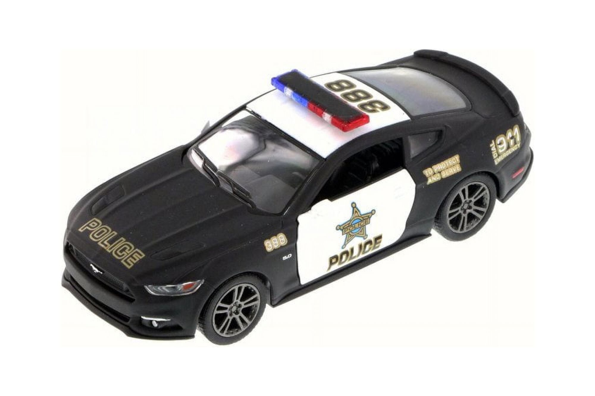 2015 Ford Mustang GT Police, Black - Kinsmart 5386DP - 1/38 Scale Diecast Model Toy Car (Brand New but NO BOX) KiNSMART