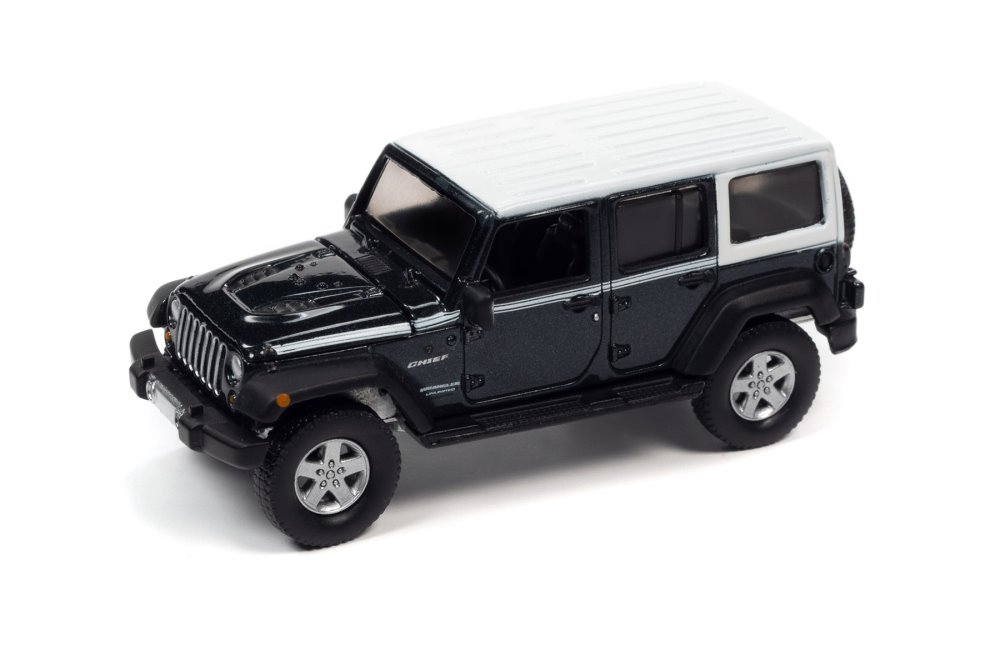 2017 Jeep JK Wrangler Chief Edition, Rhino Blue - Auto World AWSP108/24B - 1/64 Scale Diecast Car Auto World