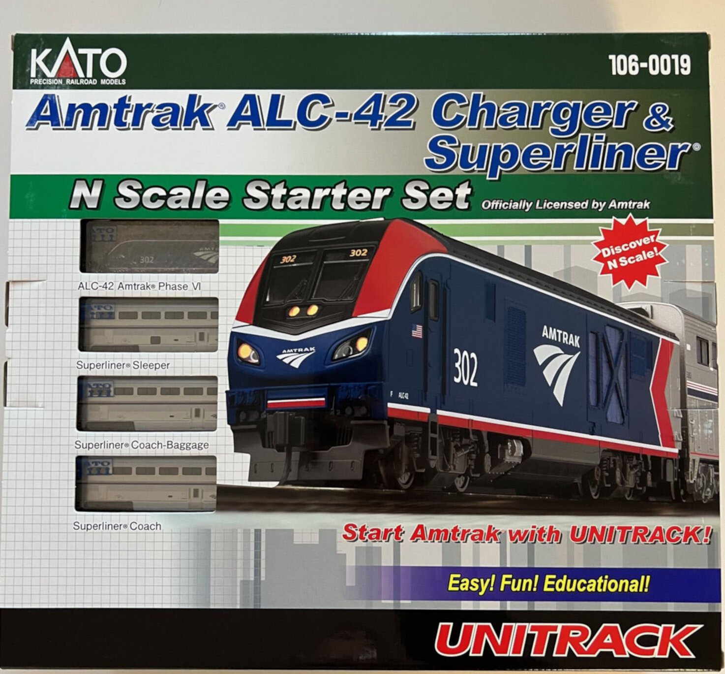 Amtrak ALC-42 & Superliner Phase VI 4-Unit Starter  Set with Track and Power KATO