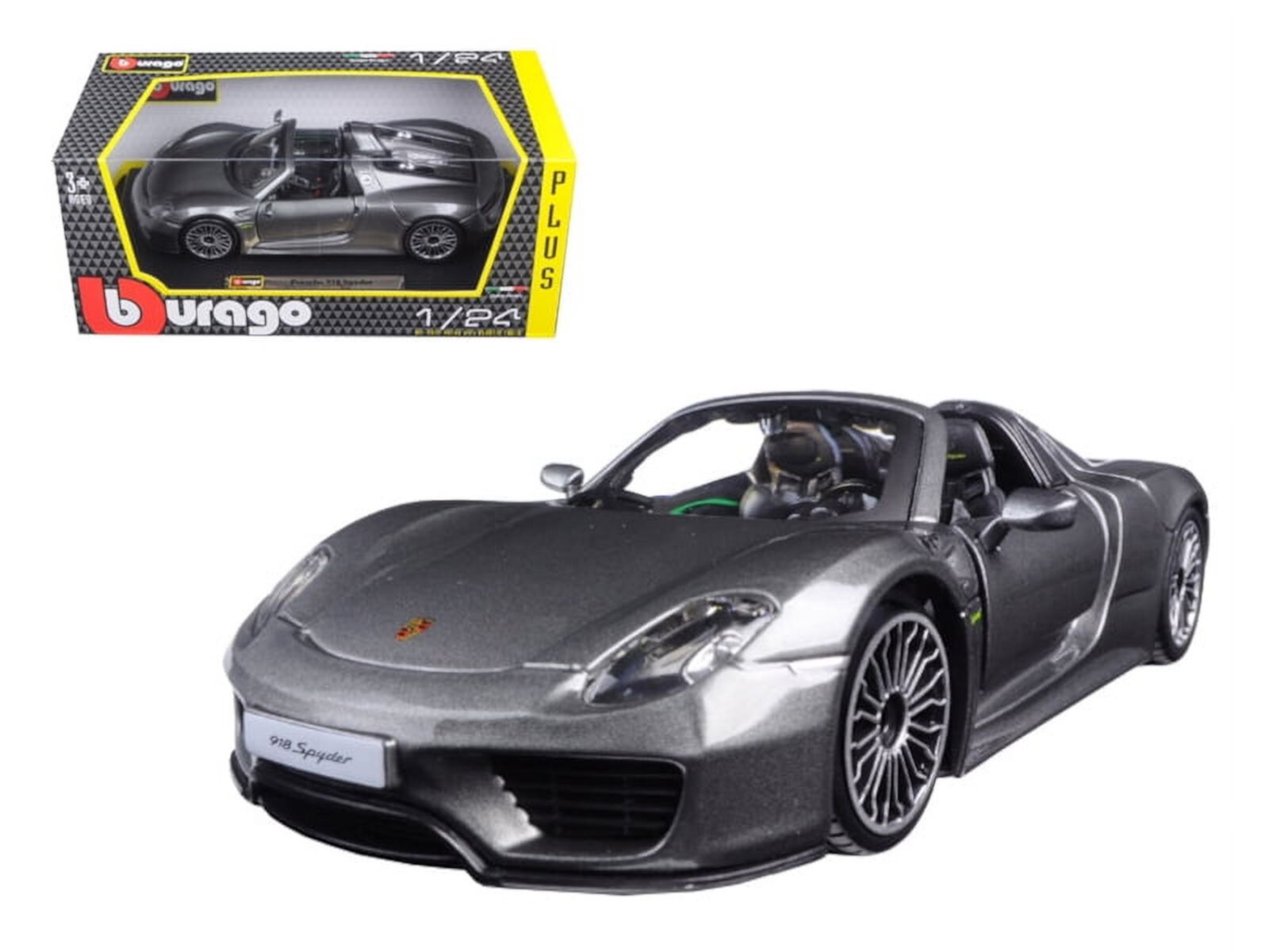 Porsche 918 Spyder Gray Metallic 1/24 Diecast Model Car by Bburago Bburago