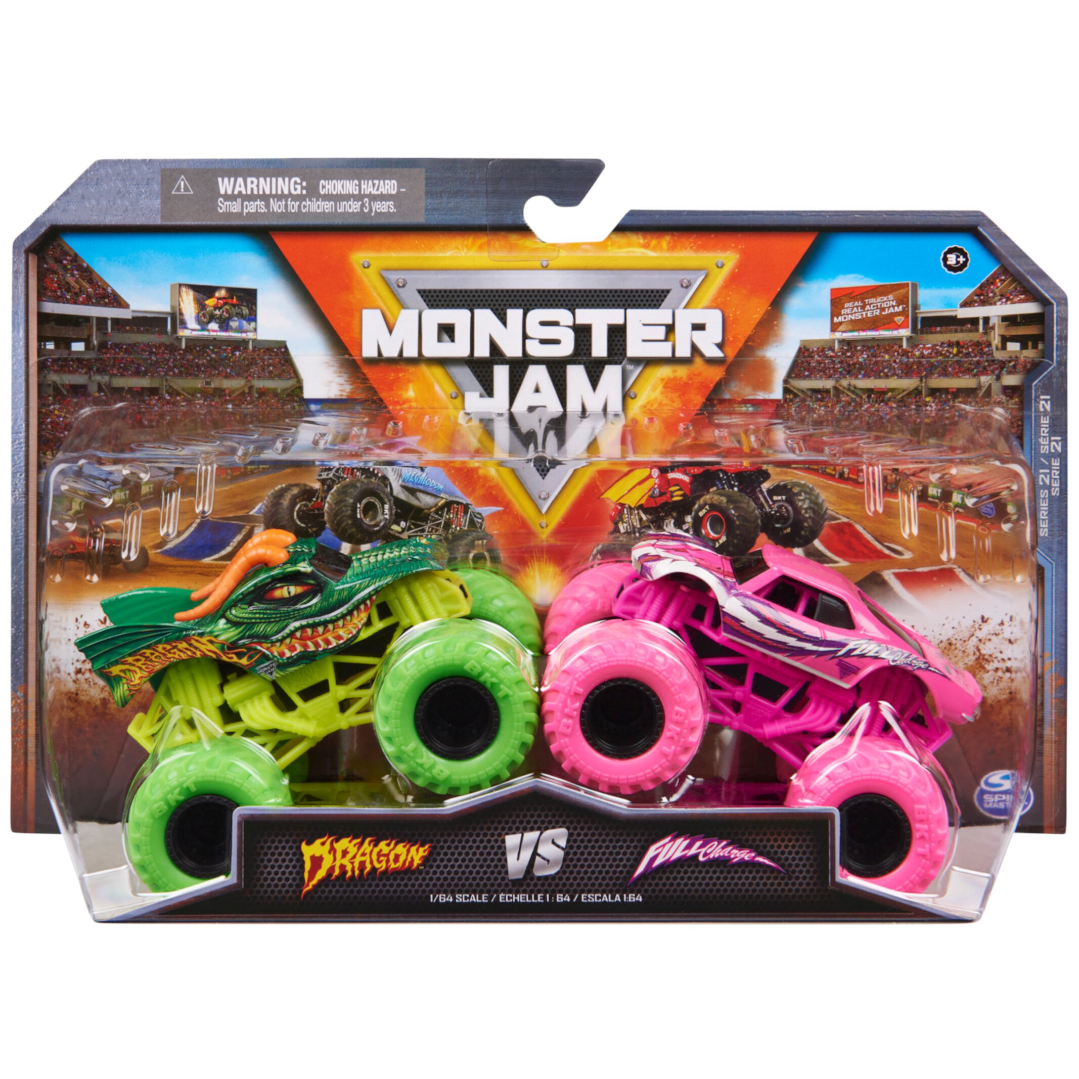 Monster Jam, Dragon Vs. Full Charge 1:64 Scale Die-Cast Monster Trucks Monster Jam