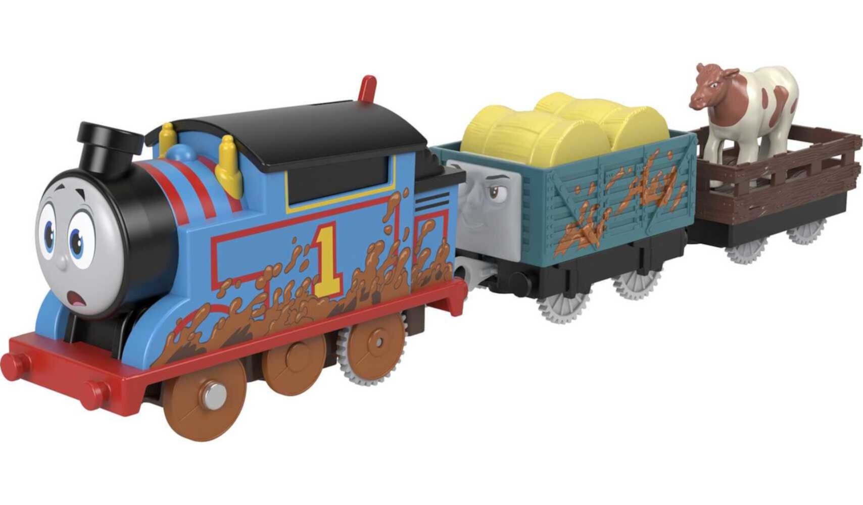 Thomas & Friends Muddy Farm Thomas Motorized Toy Train Engine & Cargo for Preschool Kids Thomas & Friends