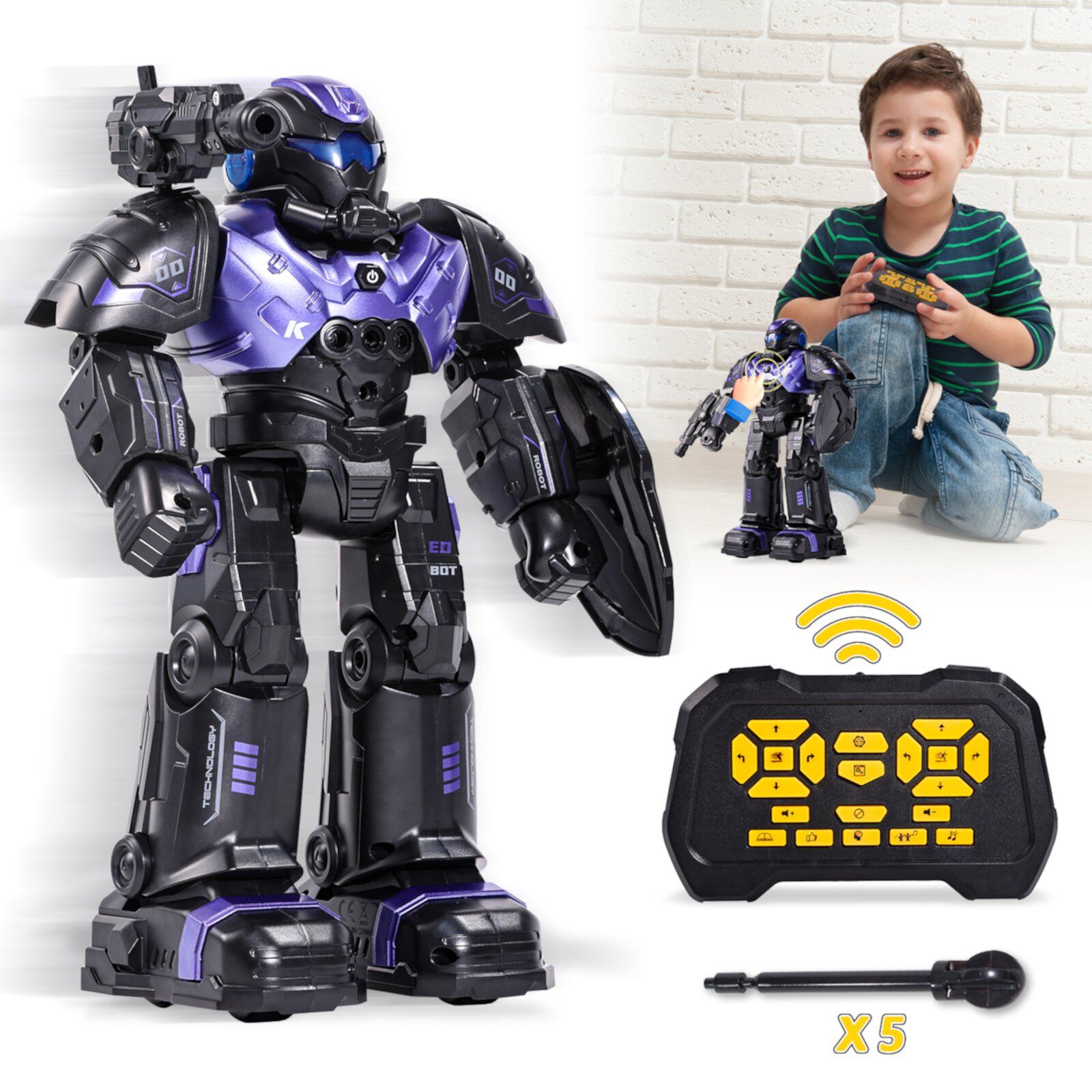 Ant Class Smart Robot for Kids, Programmable Remote Control Robot with Gesture Sensing & Launcher, RC Robot Toy for Boys Girls Ant Class