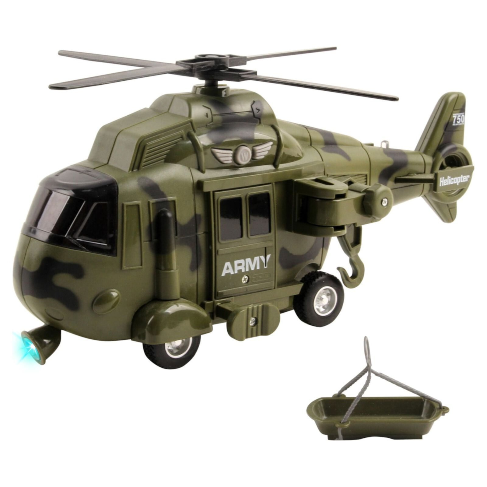 Vokodo Military Helicopter 11 With Lights Sounds Push And Go Includes Rescue Basket Durable Toy Friction Power Kids Army Soldier Chopper Pretend Play Truck Great Gift For Children Boys Girls Toddlers Vokodo