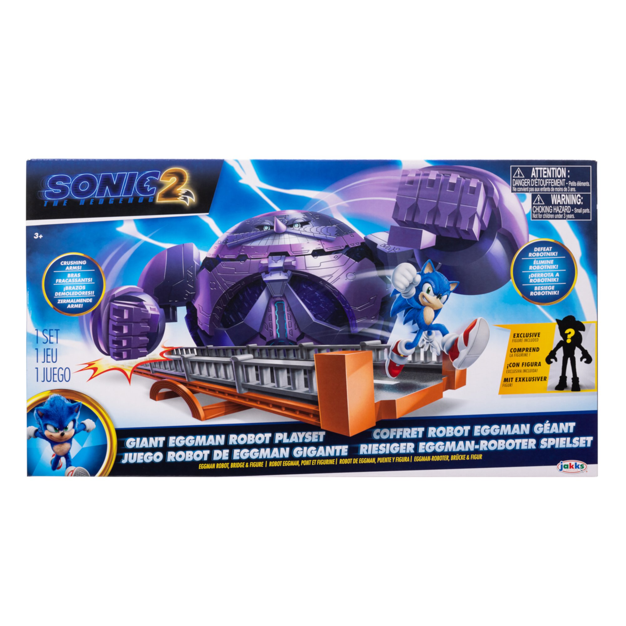 Sonic The Hedgehog 2 Giant Eggman Robot Playset with 2.5 Inch Super Sonic Action Figure Ages 3+ Years Sonic The Hedgehog