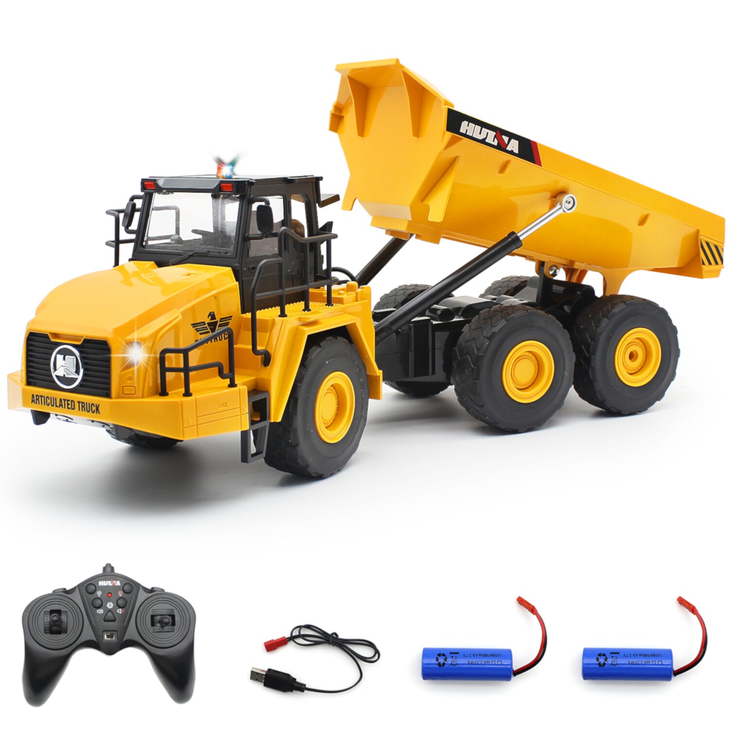 Fisca Hinge Joint Remote Control Dump Truck Toys, 6 Channel RC Construction Vehicles with Lights and Sound Fisca