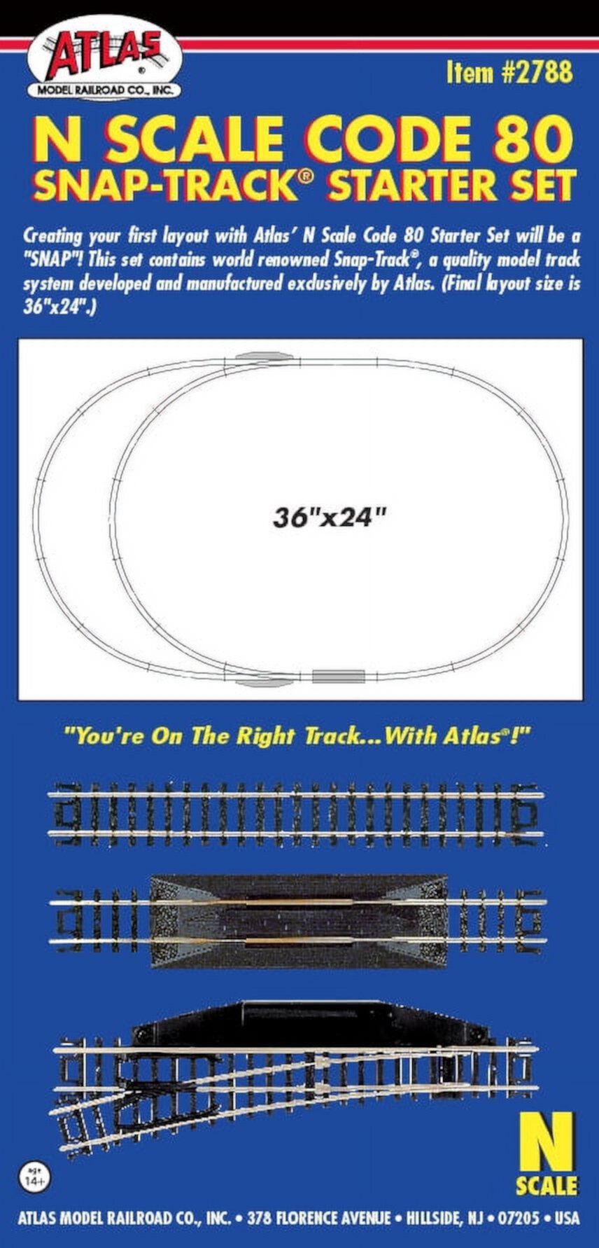 Atlas 2788 N C80 N Scale Snap-Track Starter Expansion Track Set Atlas